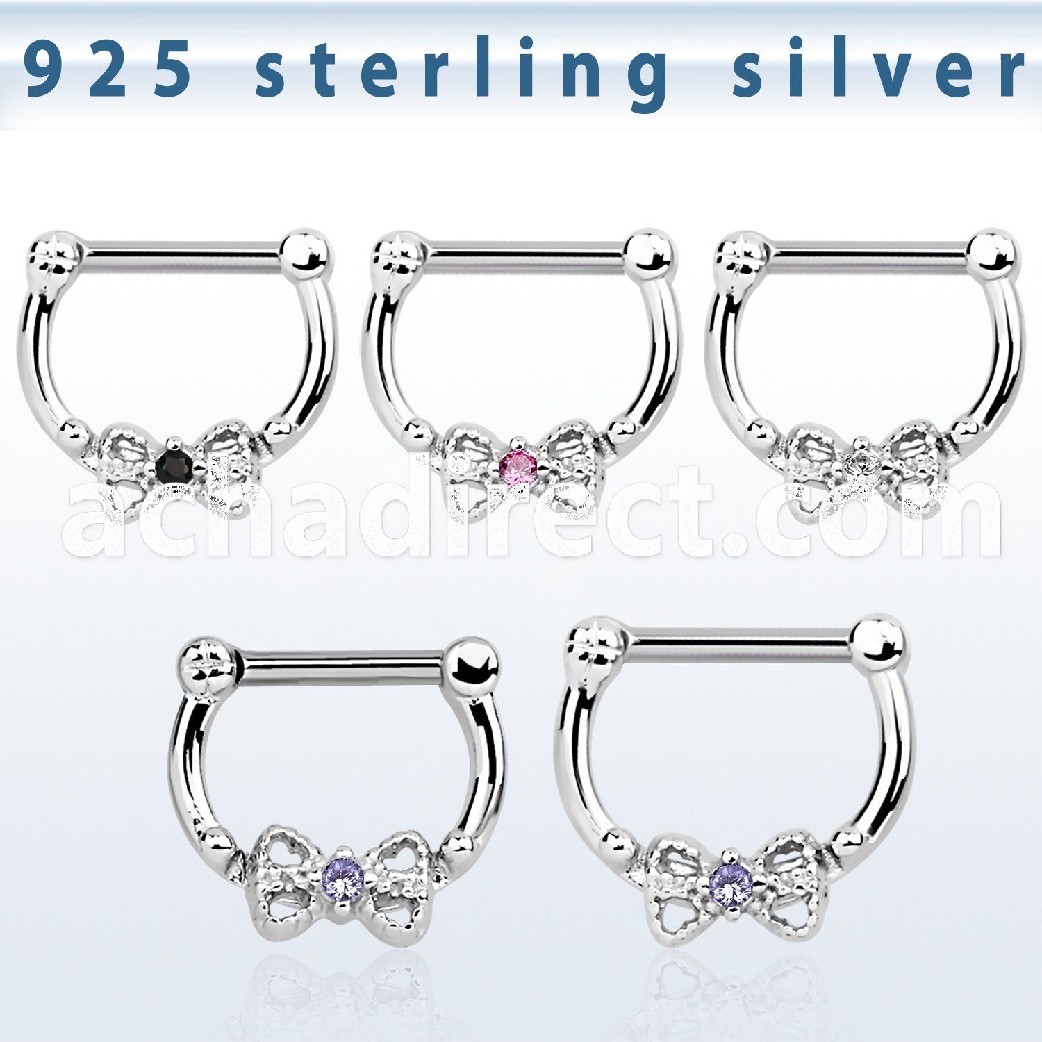vsepk14 high hanging 925 silver septum clicker 16mm w bow