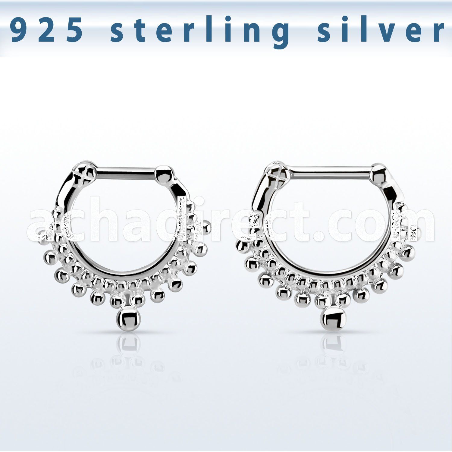 vsepm16 silver septum clicker 14g w small balls