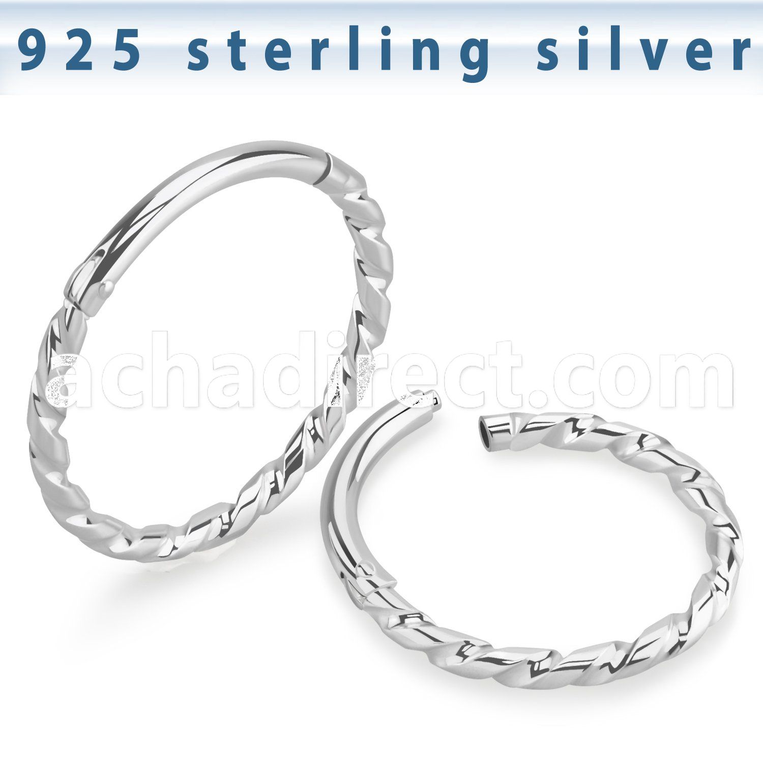 vsghb16 925 sterling silver hinged segment ring 16g twisted