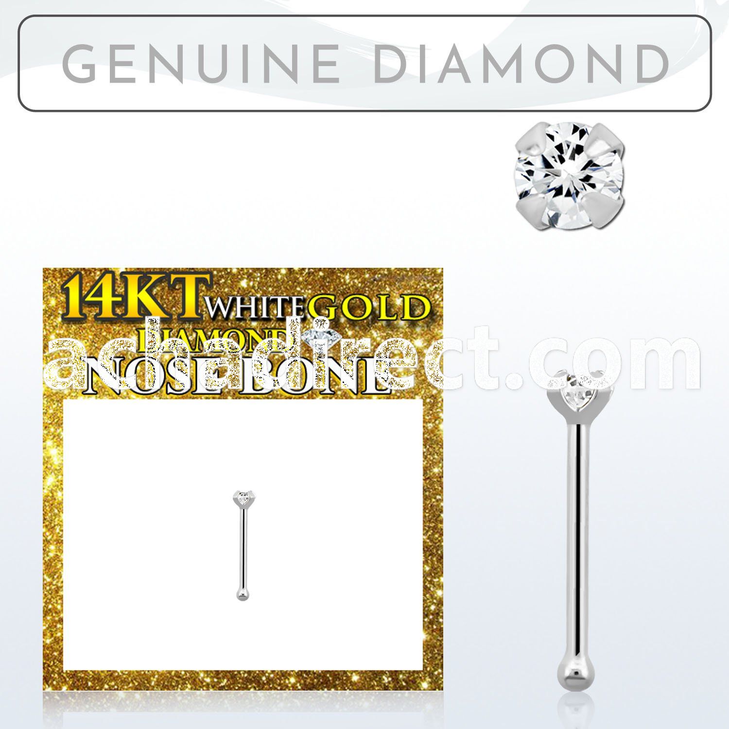 wnpdb1 14kt white gold nose bone w a prong set 1 5mm diamond