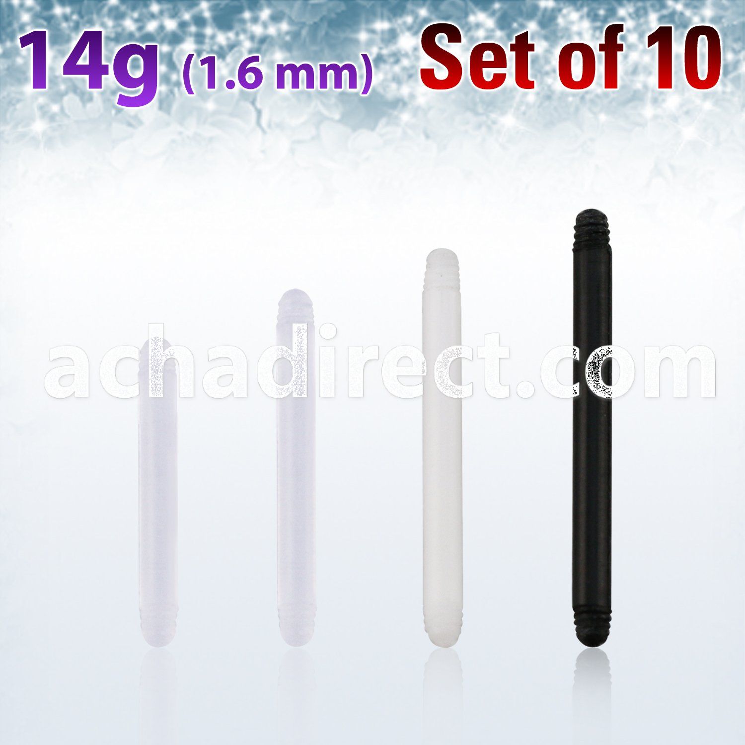 xabb14g pack of bioflex barbell post with external threading 14g