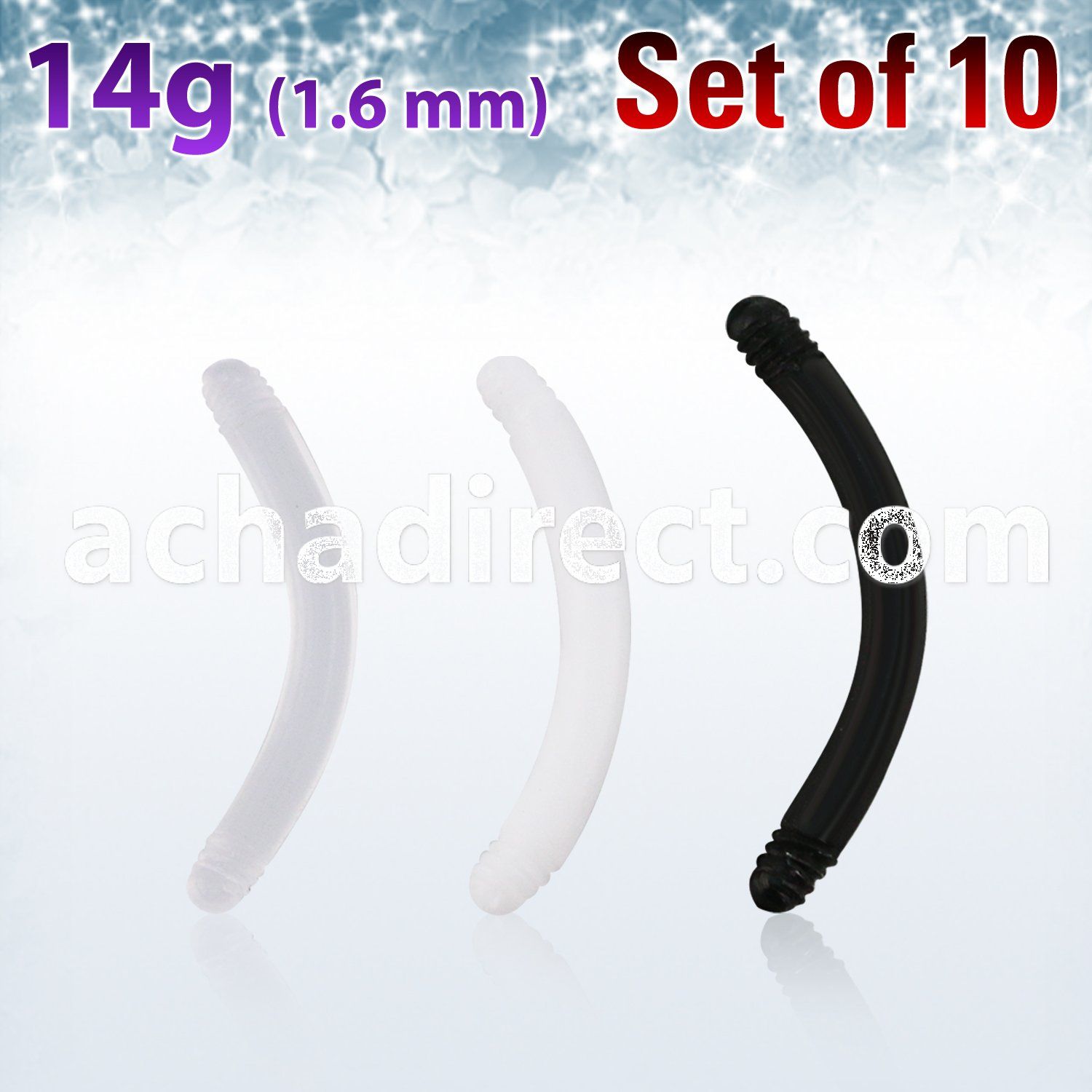 xabn14g pack w 10 pcs. pregnancy belly ring posts (1.6mm)