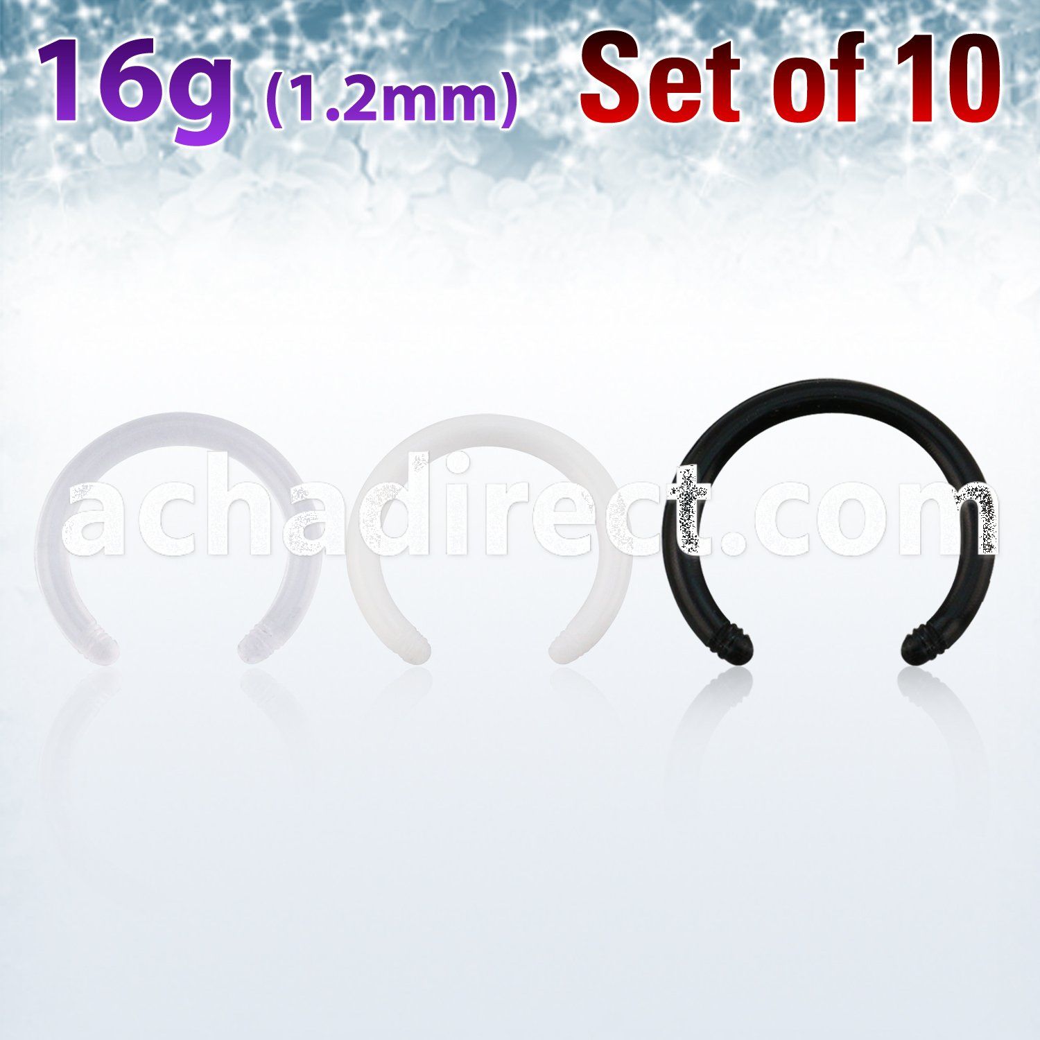 xacb16g pack of bioflex cricular barbell posts threading, 16g