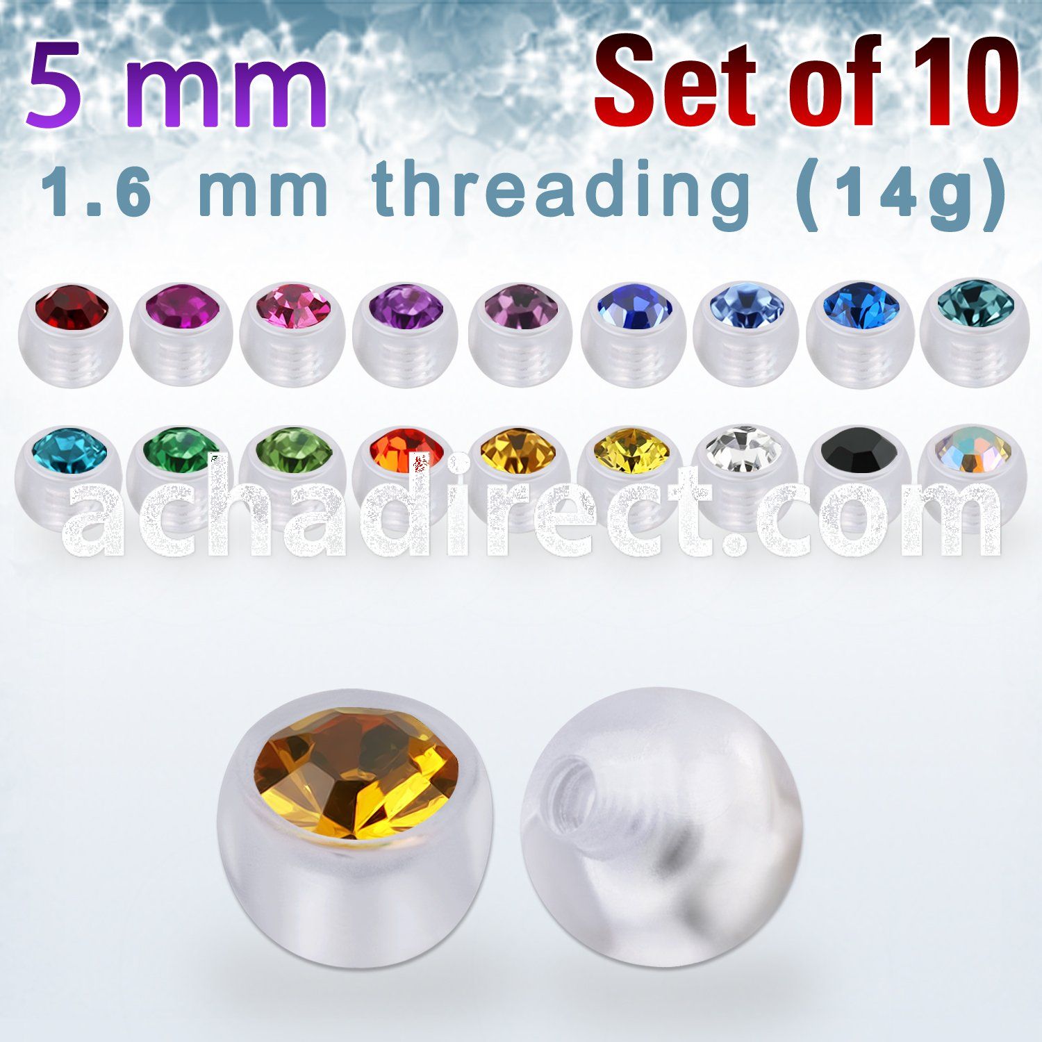 xajb5 set w 5mm bio flex balls w beze set crystal thread 1.6mm