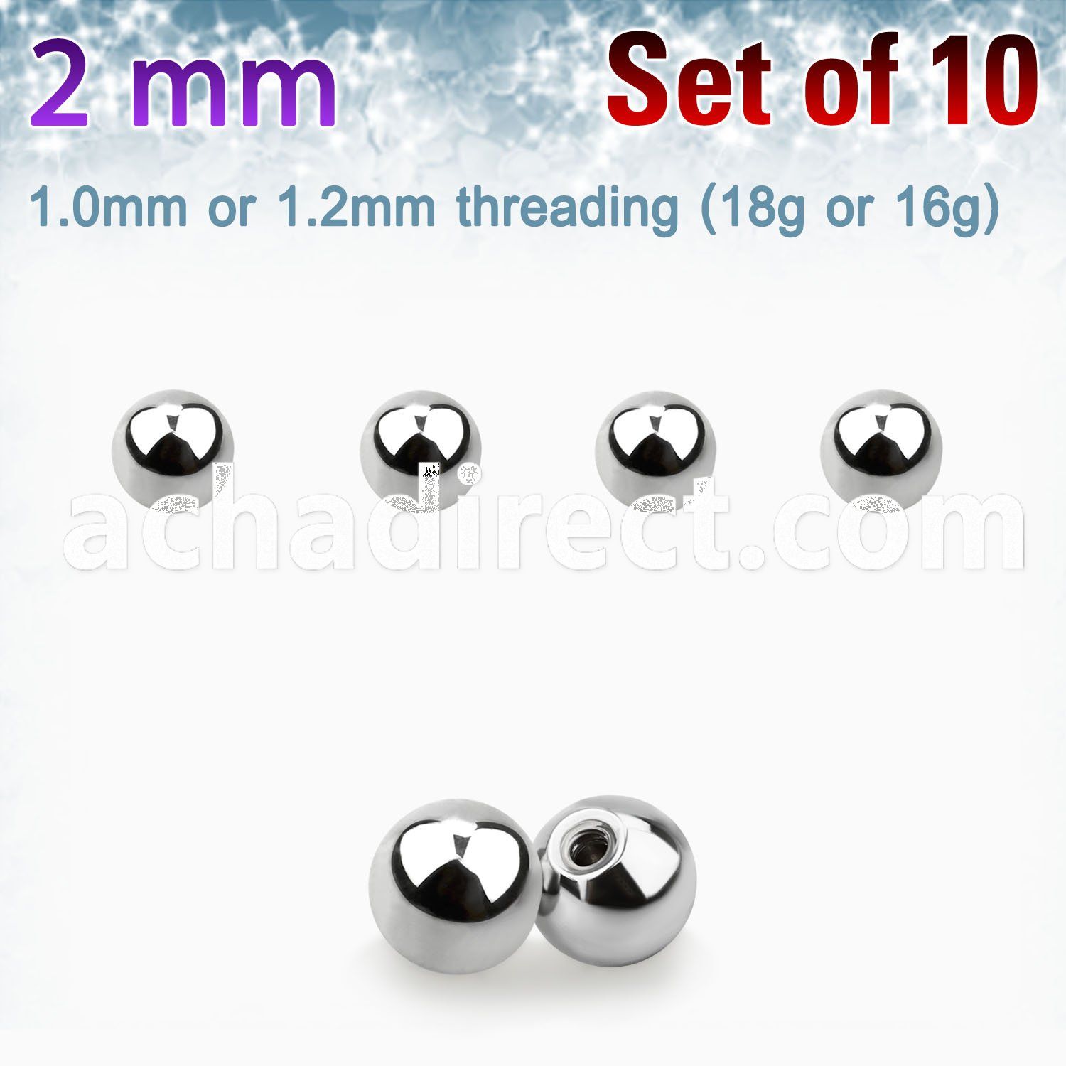 xbal2 pack of 10 pcs of 2mm high polished 316l steel balls