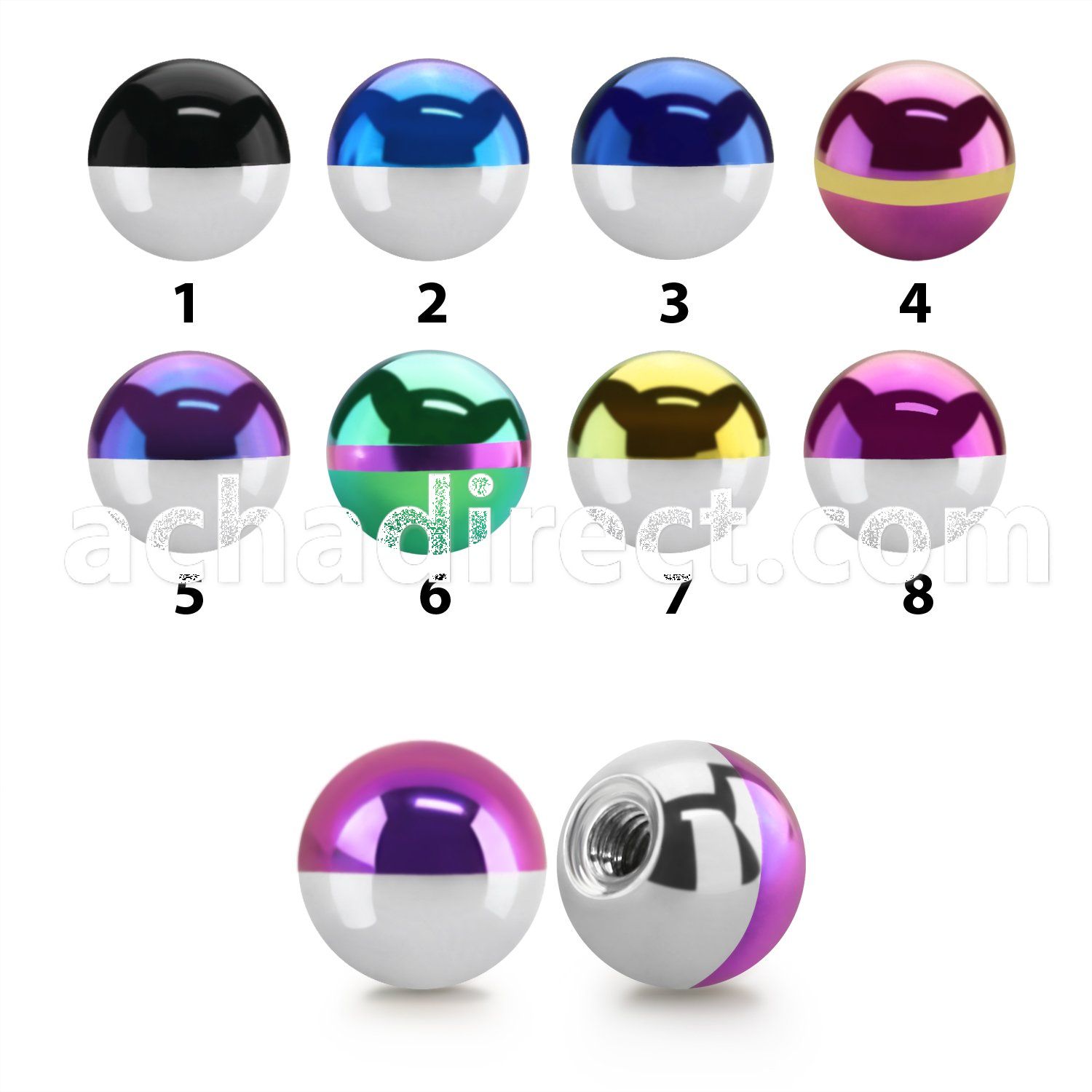 xbmt5 pack of 5mm zebra striped pvd 316l steel balls