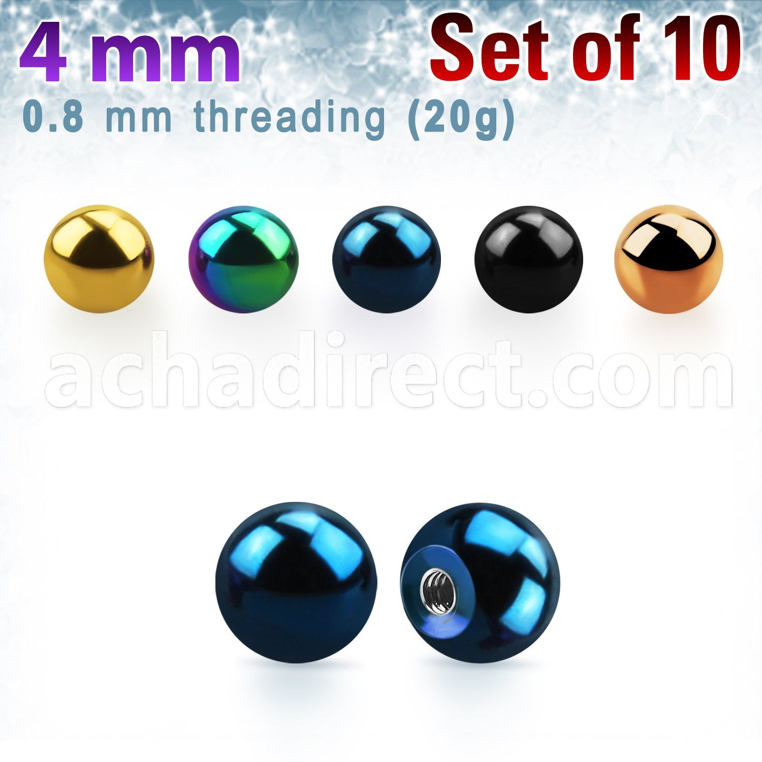 xbt4xs pack of 4mm anodized 316l steel balls threading 0 8mm