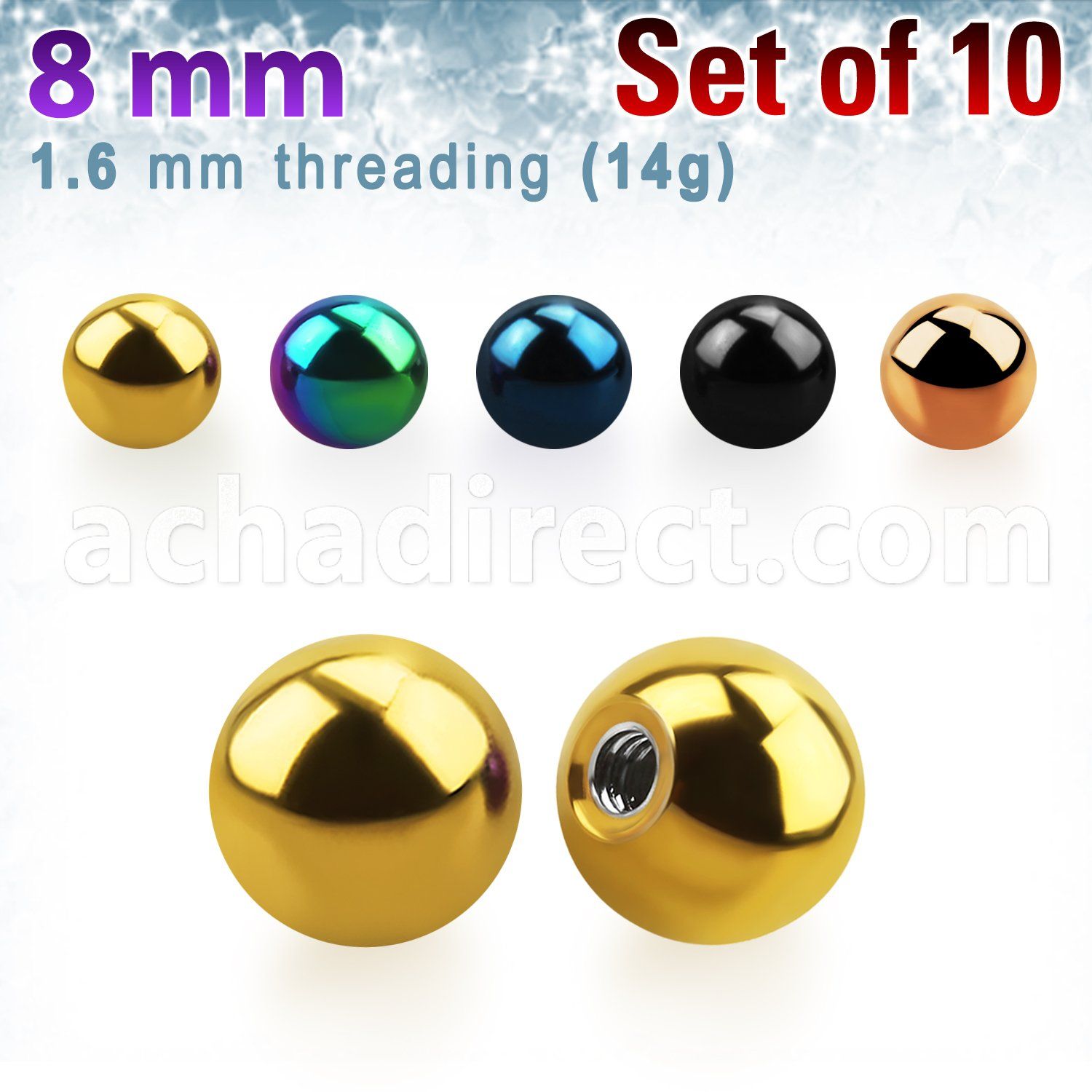 xbt8g pack of 10 pcs of 8mm anodized surgical steel balls