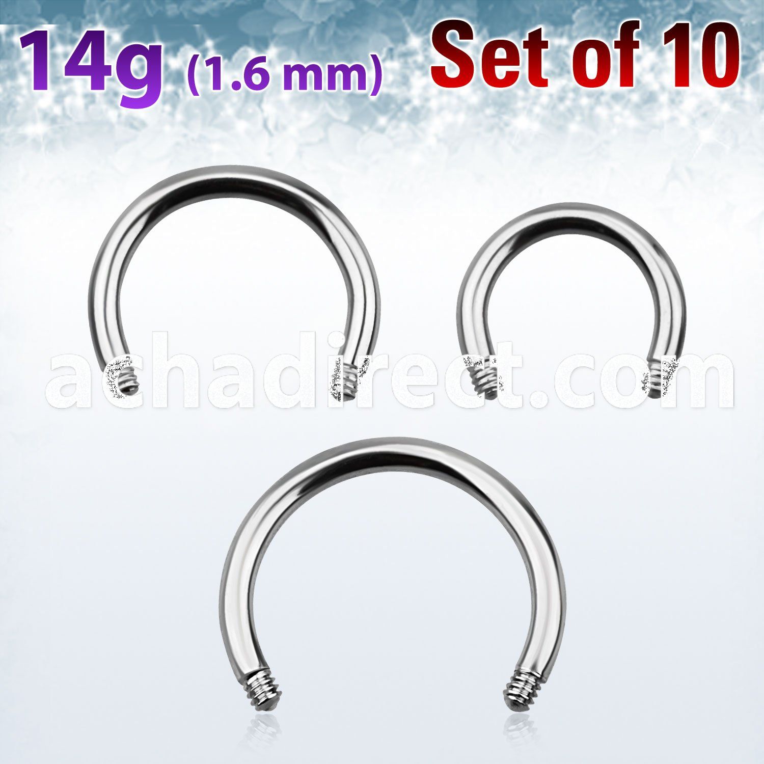 xcb14g pack of polished 316l steel posts for circular barbells