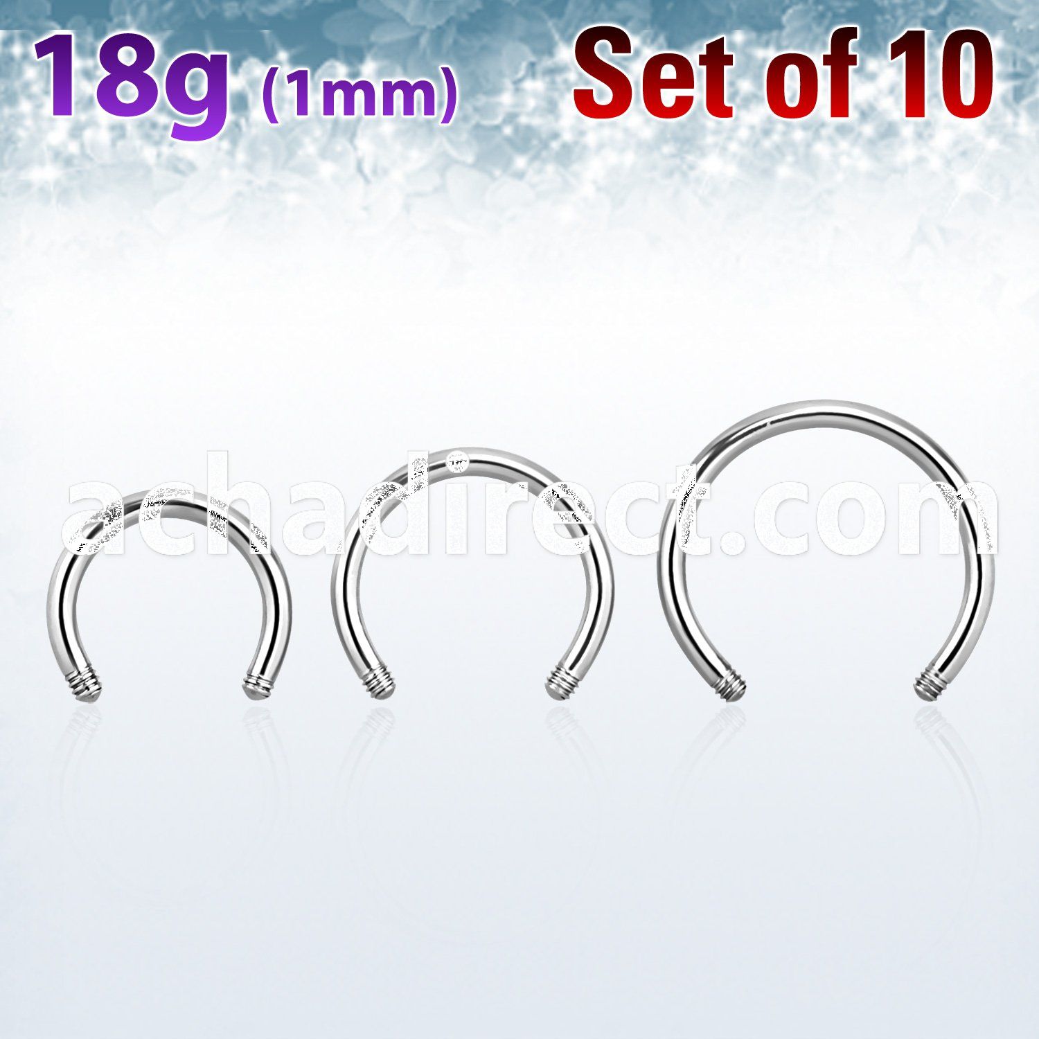 xcb18g pack of 10 pcs of 316l steel circular barbell posts