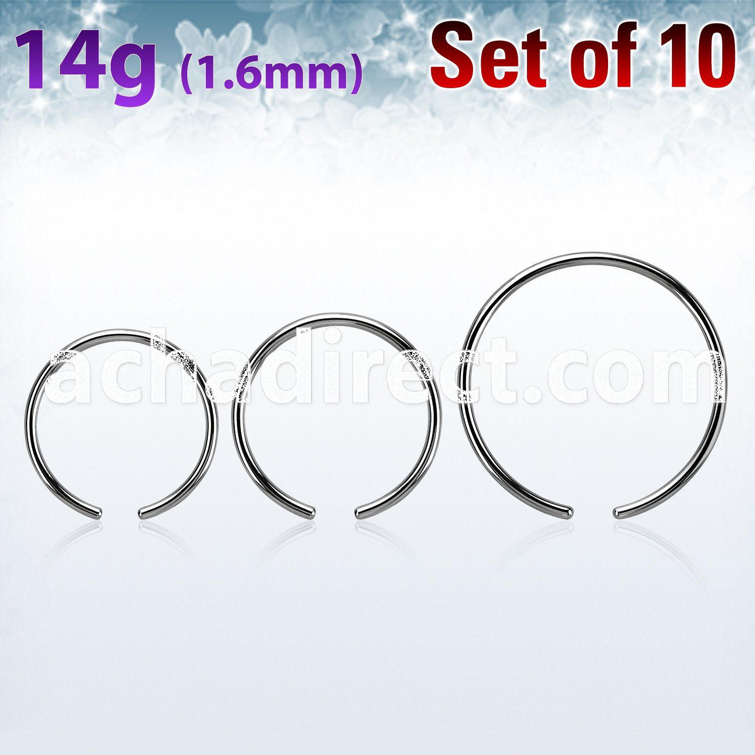 xcr14g pack w 10 pcs. 316l steel ball closure ring post  1.6mm