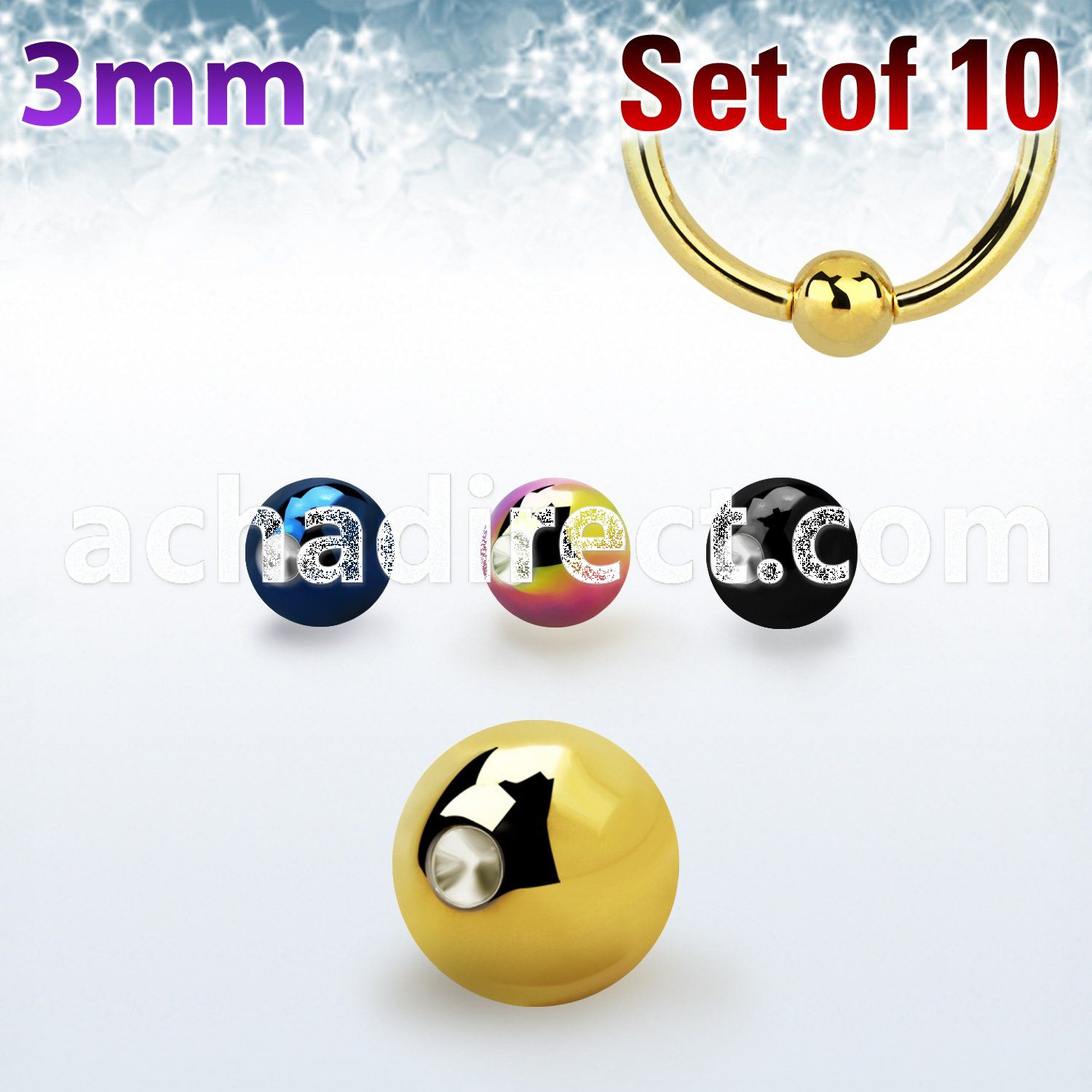 xdpbt3 3mm anodized 316l steel dimple ball for 14g or 16g