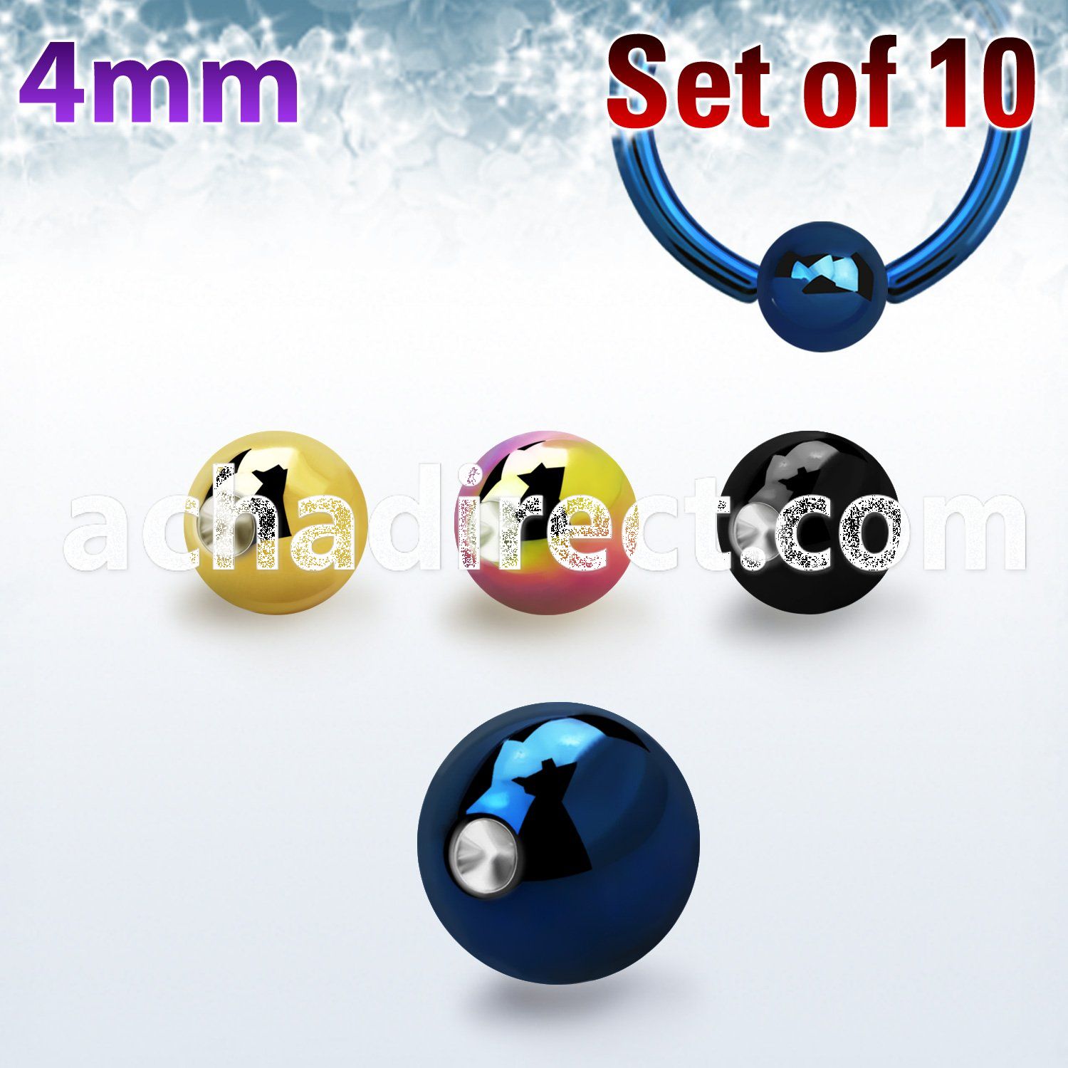xdpbt4 4mm anodized 316l steel dimple ball for 14g or 16g