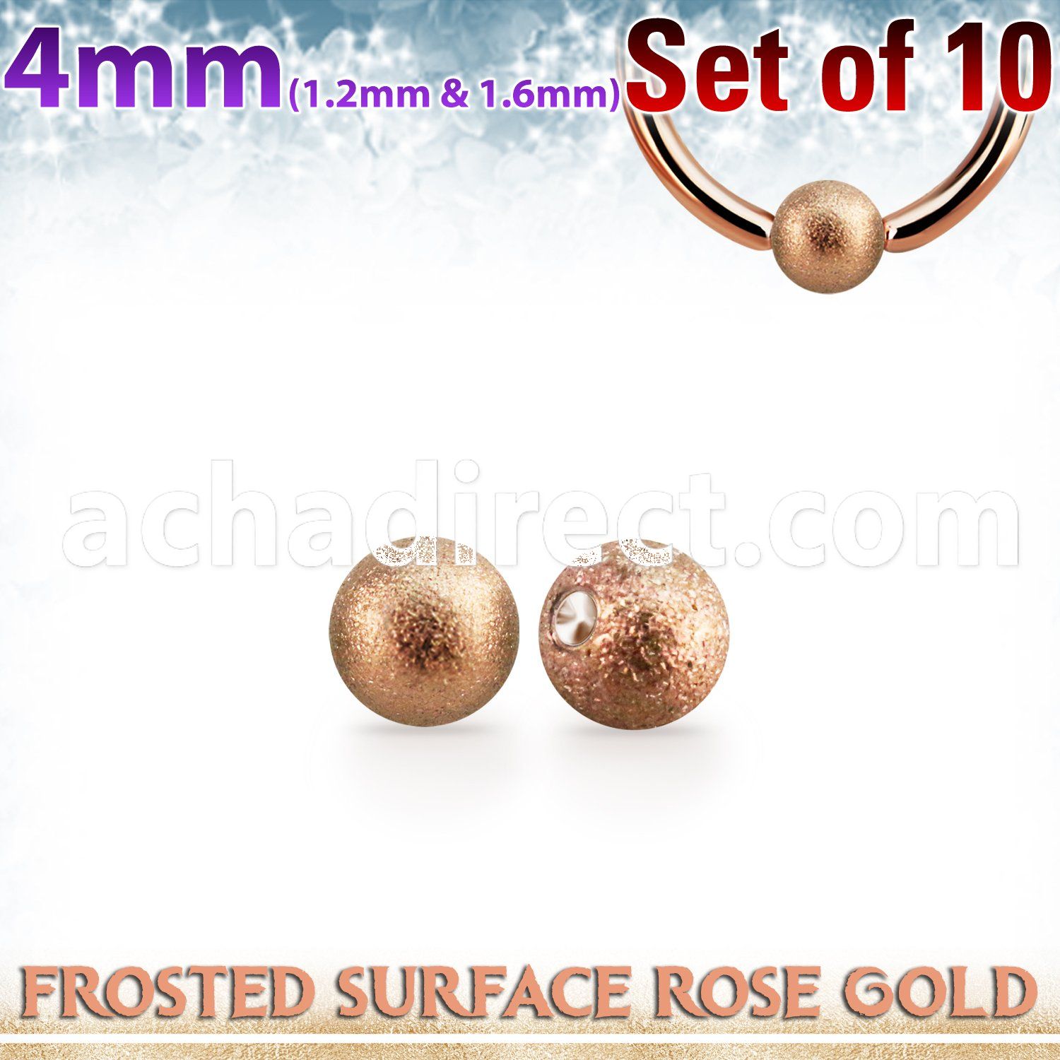 xdpfobr4 set w 10 4mm rose gold steel dimple balls frosted surface