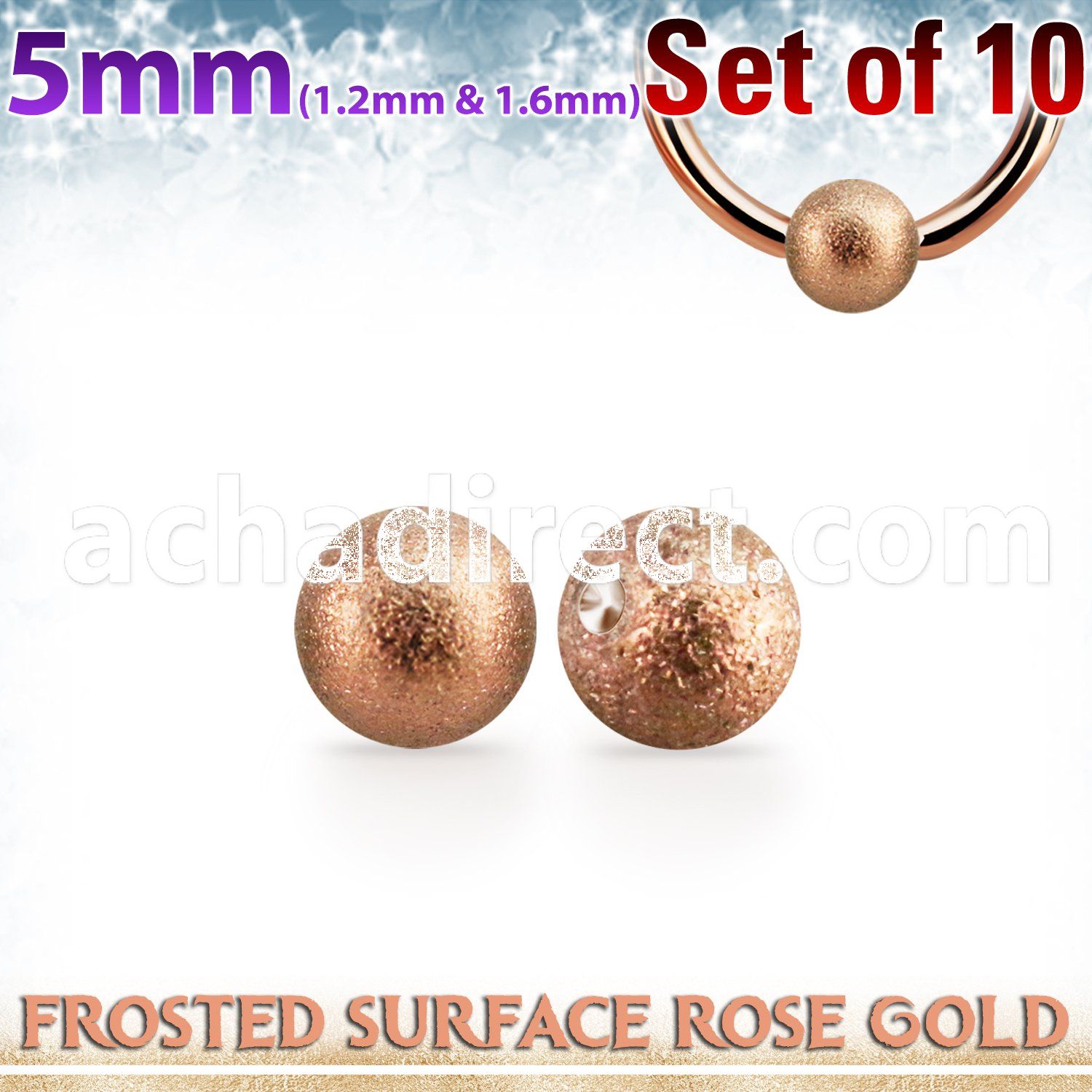 xdpfobr5 set w 10 5mm rose gold steel dimple balls frosted surface