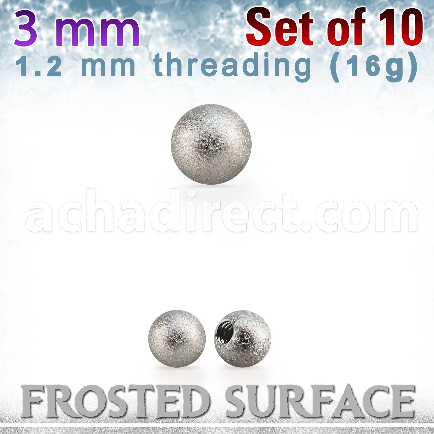 xfobal3 10 pcs of 3mm 316l steel ball w frosted surface 1.2mm