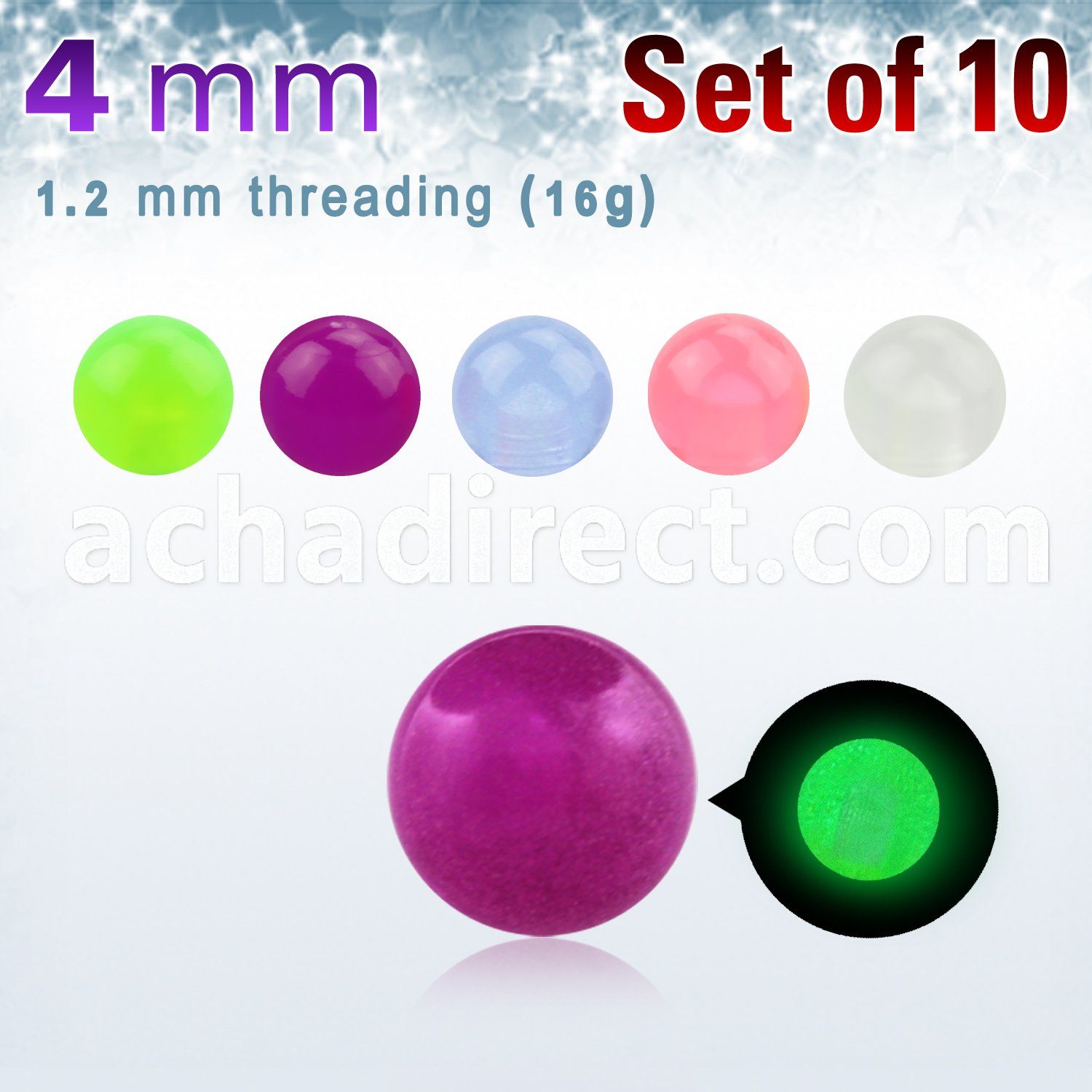 xglb4s pack of 10 pcs 4mm glow in the dark acrylic balls