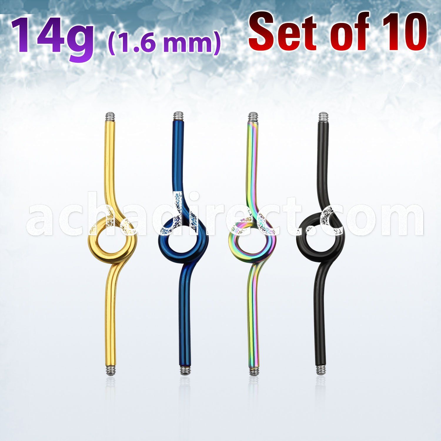 xintb14g anodized surgical steel industrial loop barbell post