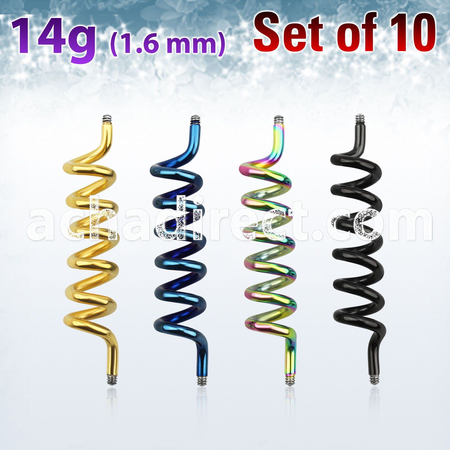 xintd14g pack of anodized 316l steel industrial coil barbell post