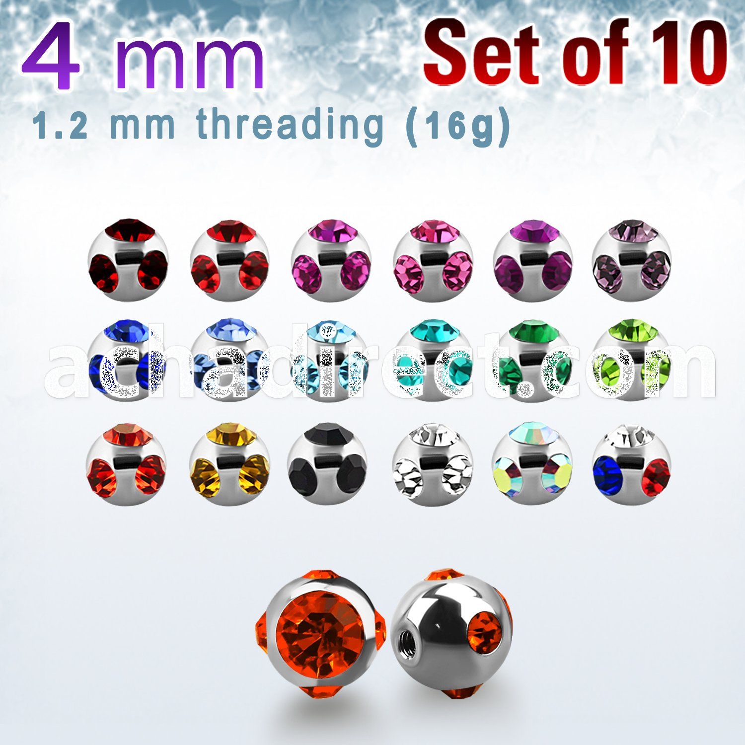 xmjb4s pack of 4mm high polished 316l steel multi jewel balls