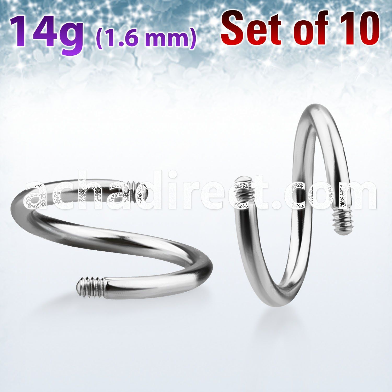 xsp14g polished 316l steel posts for spiral twister barbells