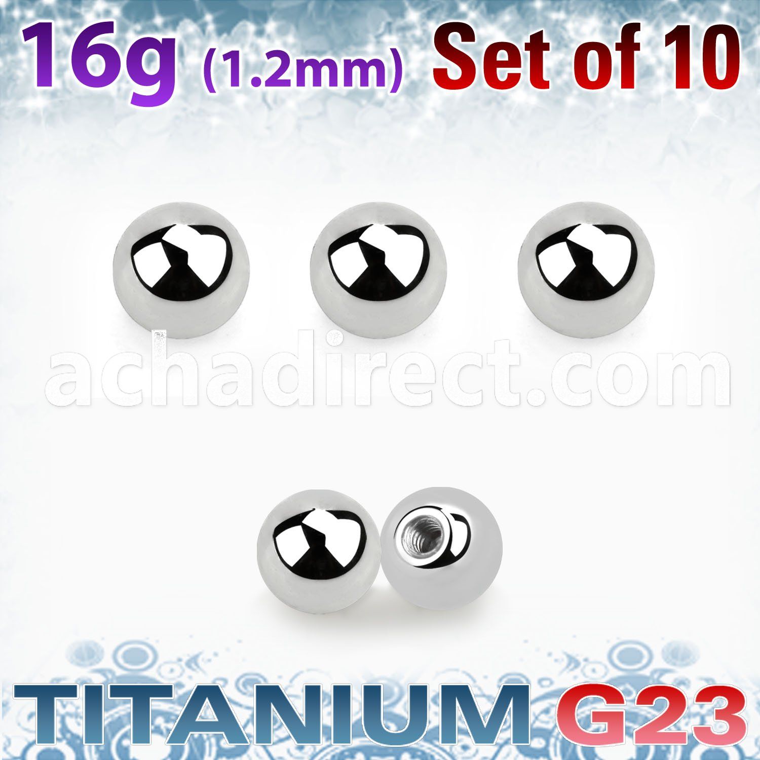 xubal3 pack of 3mm polished titanium g23 balls thread 1 2mm