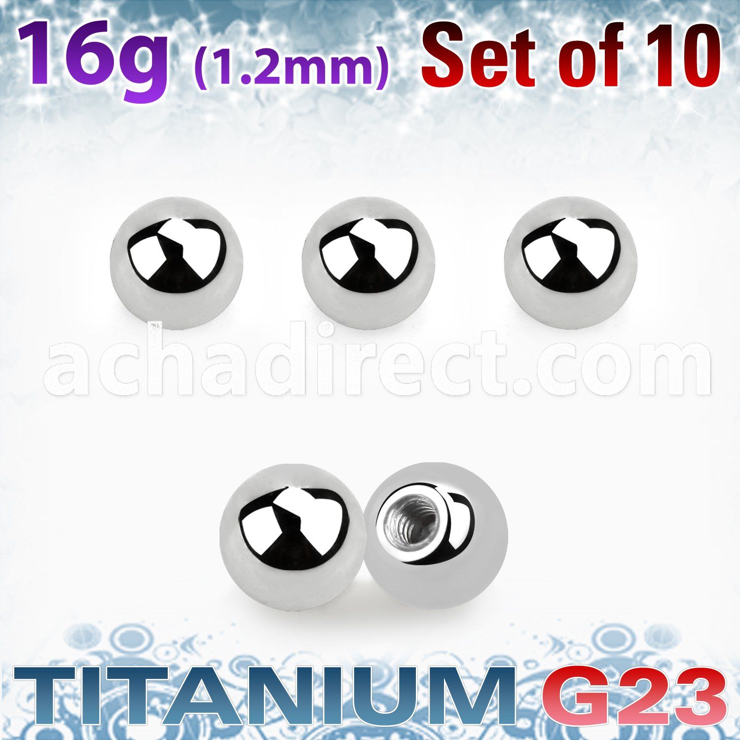 xubal4s pack of high polished titanium g23 balls thread 1 2mm