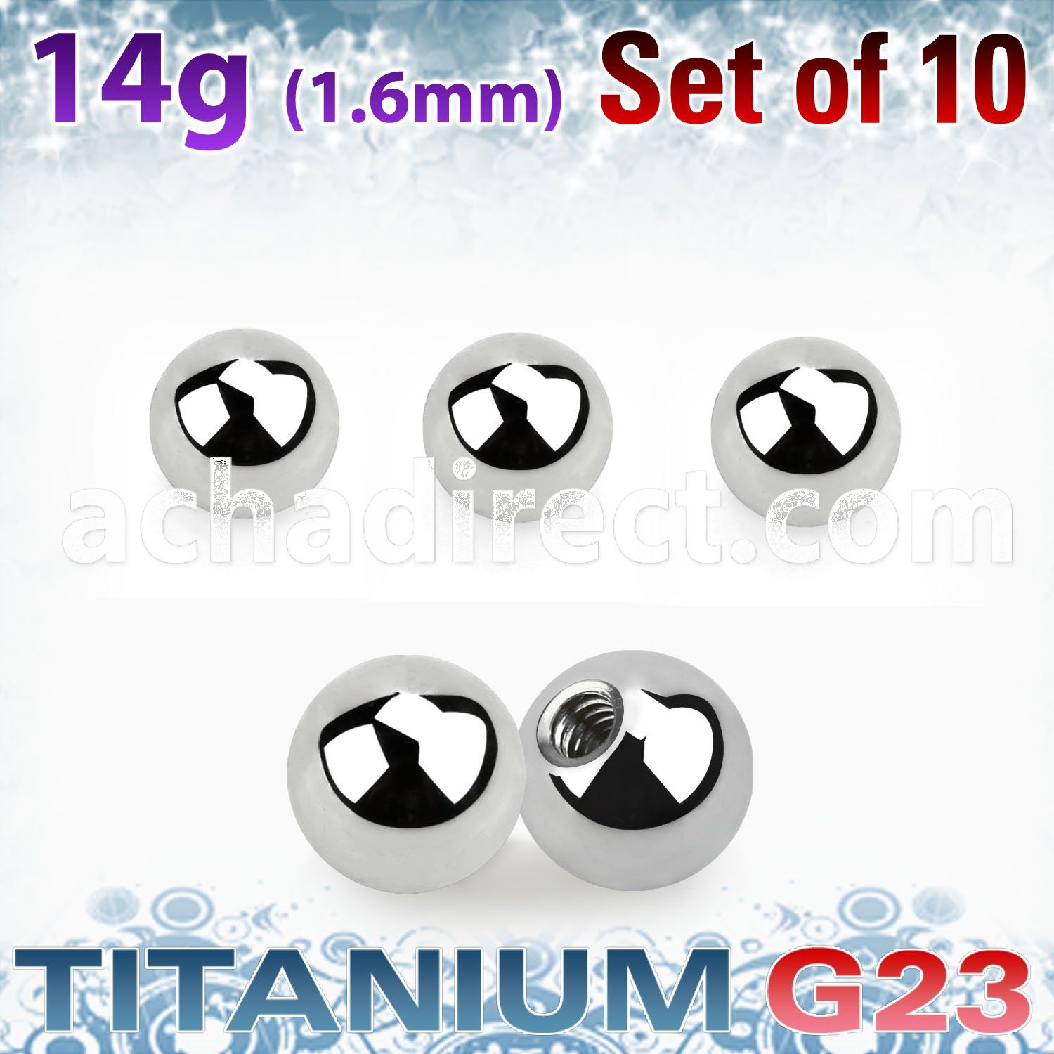 xubal5 pack of 10 pcs of 5mm high polished titanium g23 balls