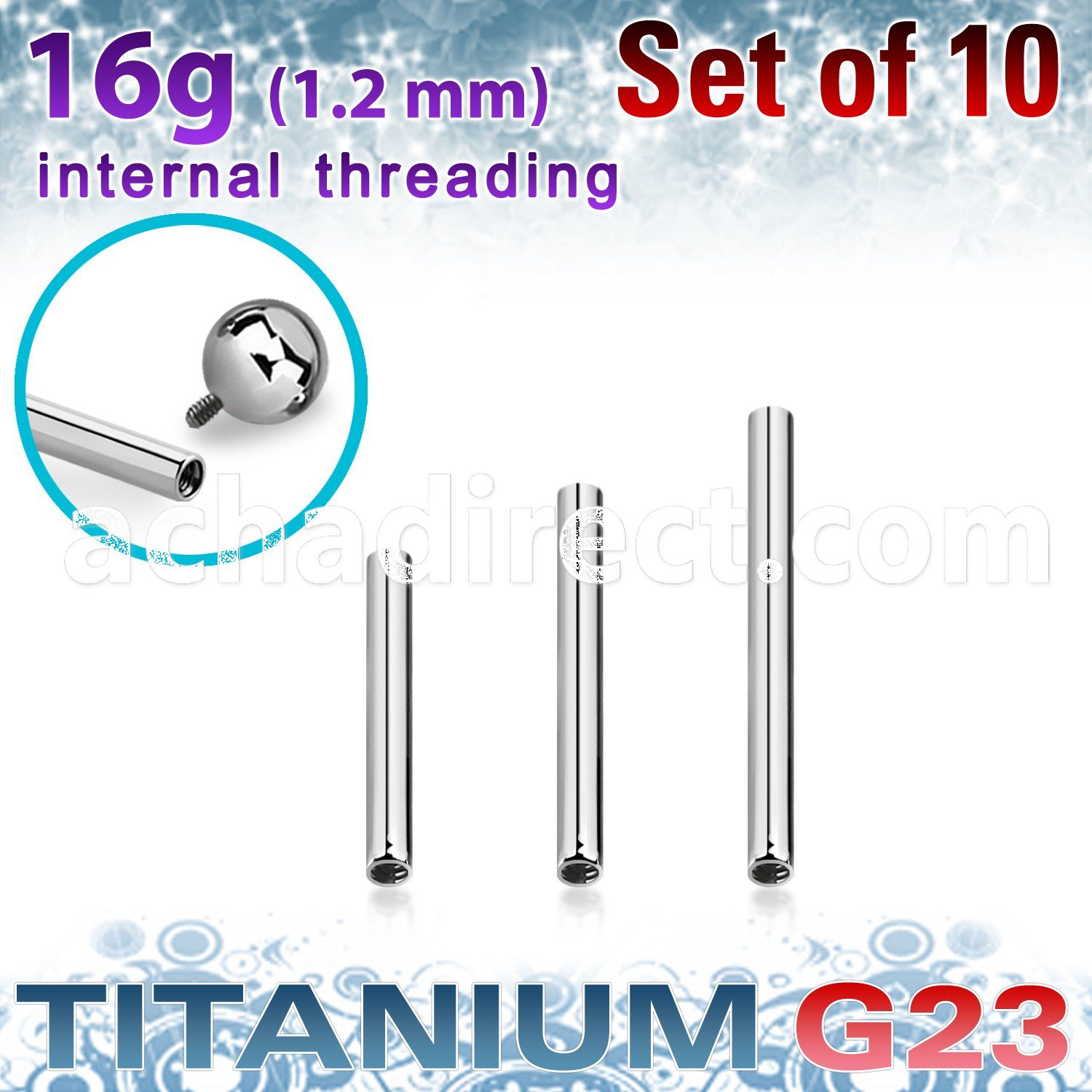 xubb16gi titanium g23 internally threaded posts 10pcs
