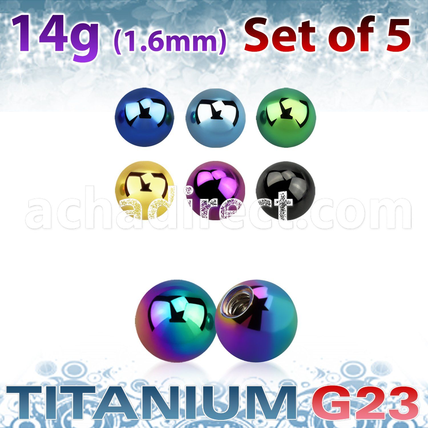 xubt3g pack of 5 pcs of 3mm anodized titanium g23 balls