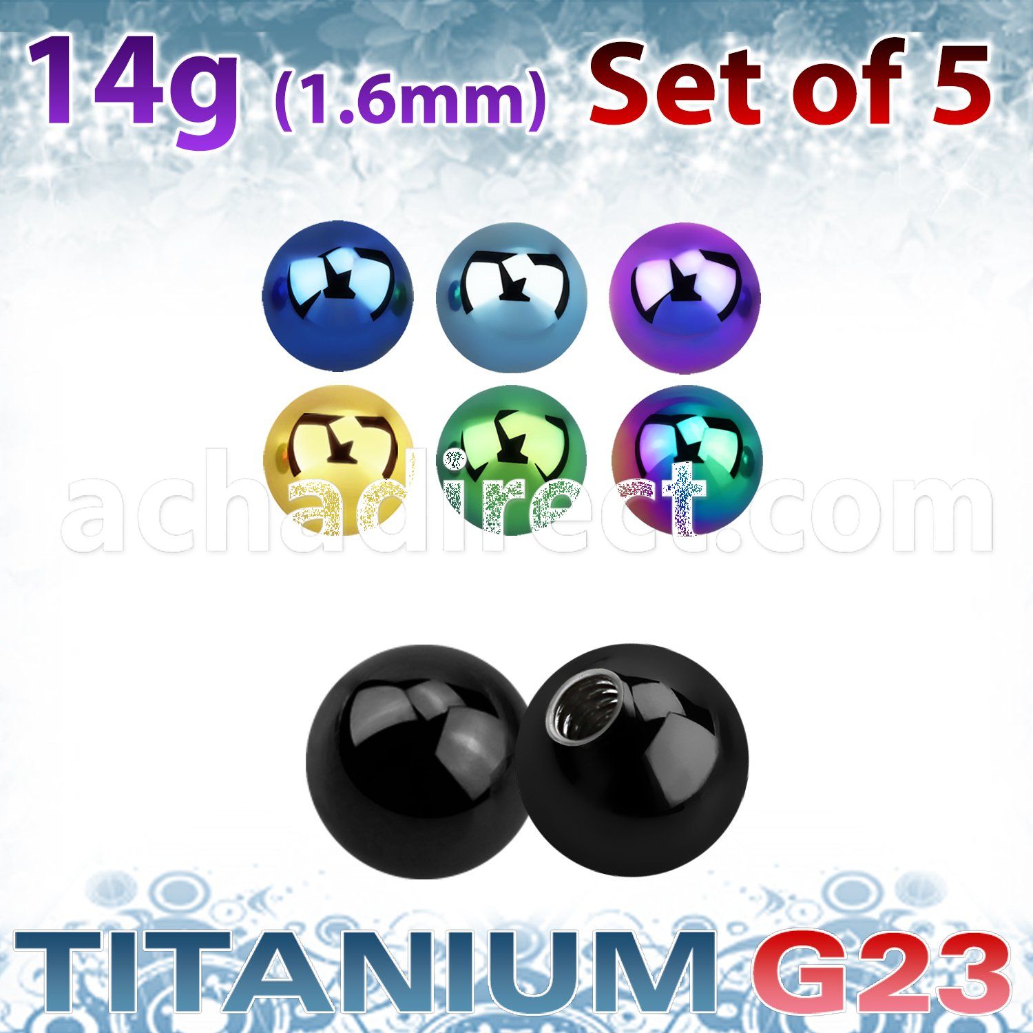 xubt5g pack of 5 pcs of 5mm anodized titanium g23 balls
