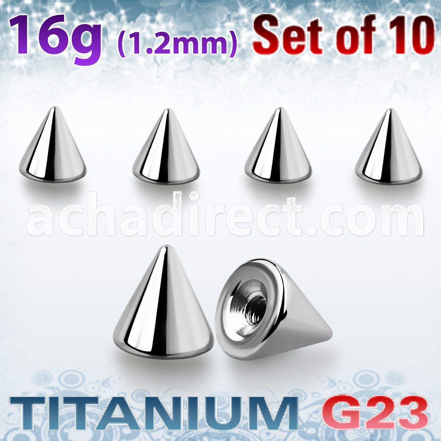 xucn4s pack of 10 pcs of 4mm high polished titanium g23 cones