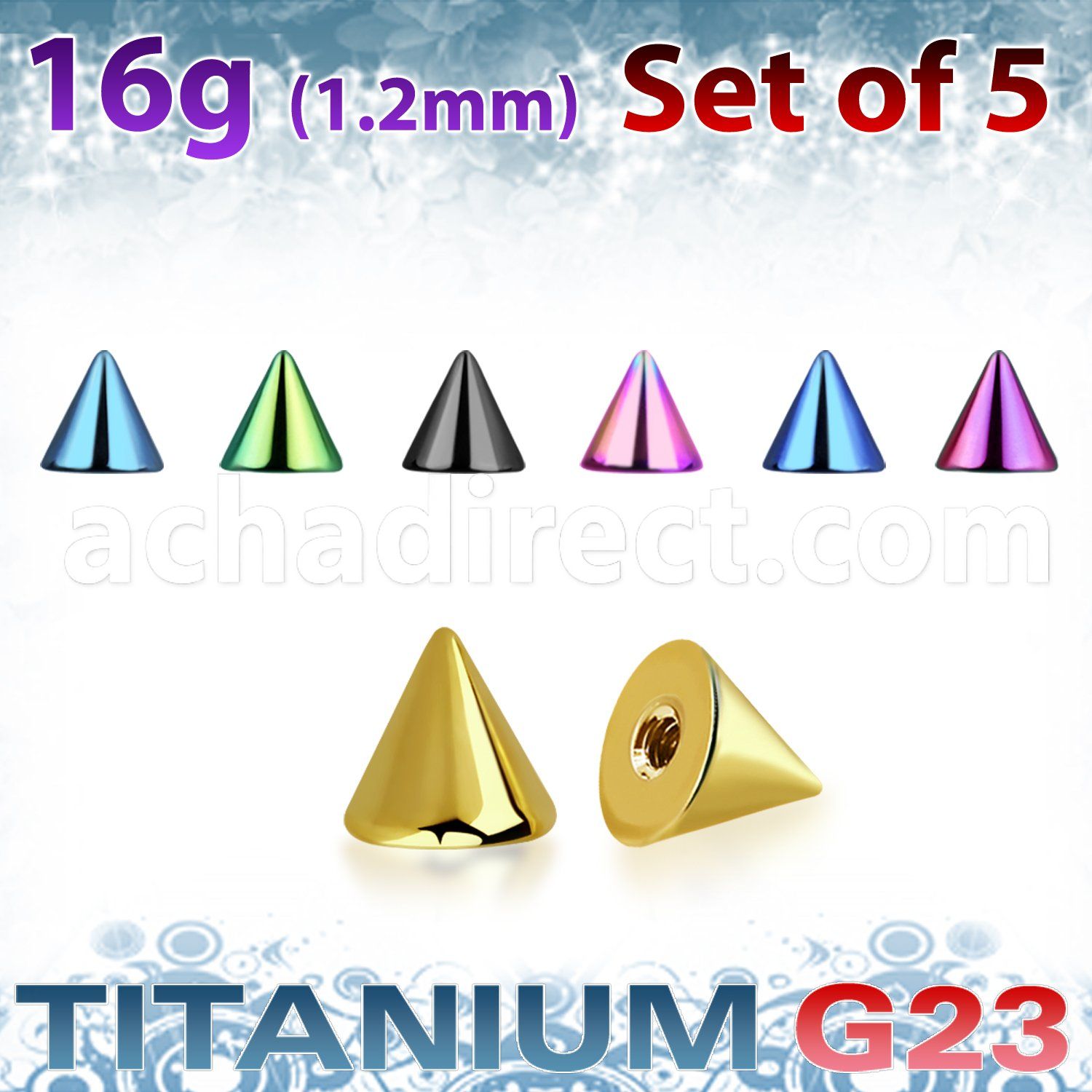 xucnt3s set of 3mm anodized titanium g23 cones 1 2mm thread