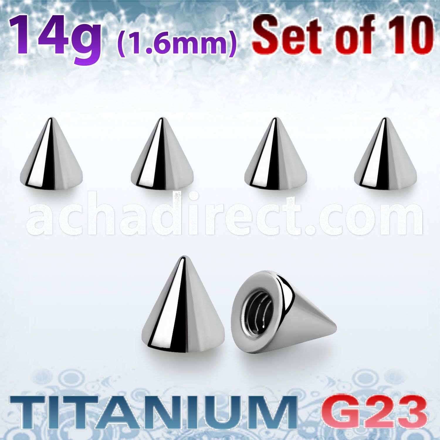 xucon3g pack of high polished titanium g23 cones thread 1 6mm