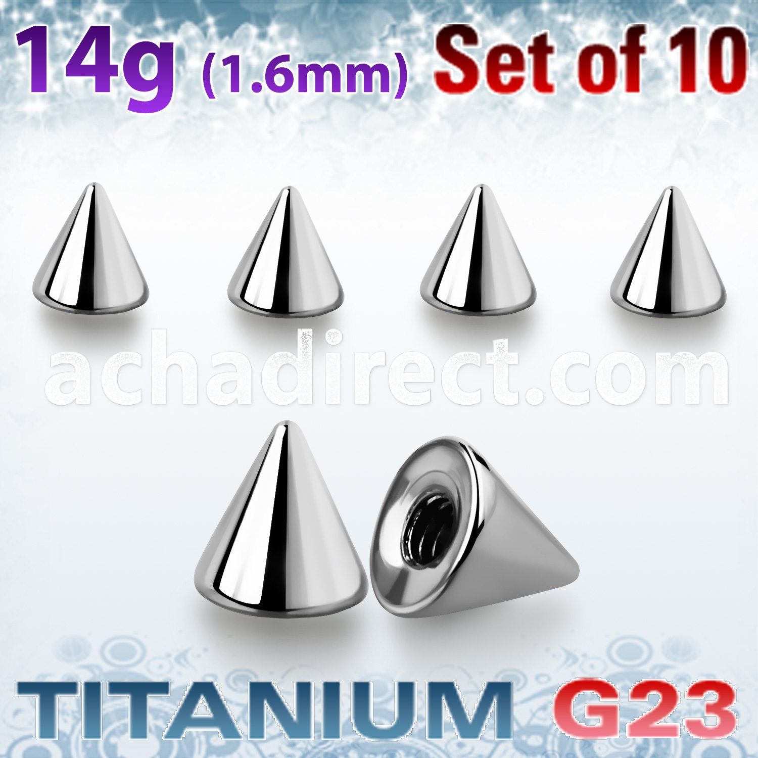 xucon4 pack of 10 pcs of 4mm high polished titanium g23 cones