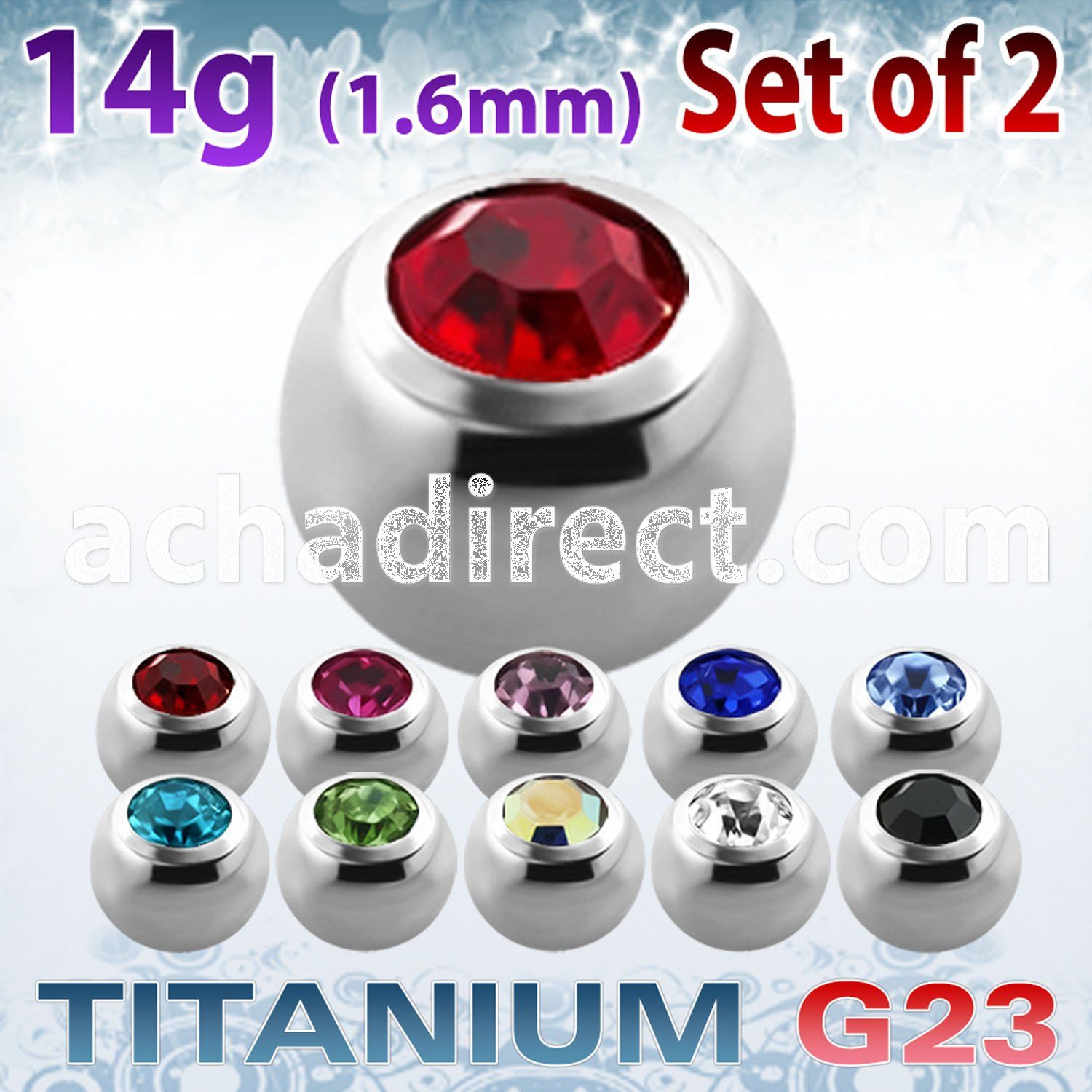 xujb6 6mm high polished titanium g23 balls with bezel crystals