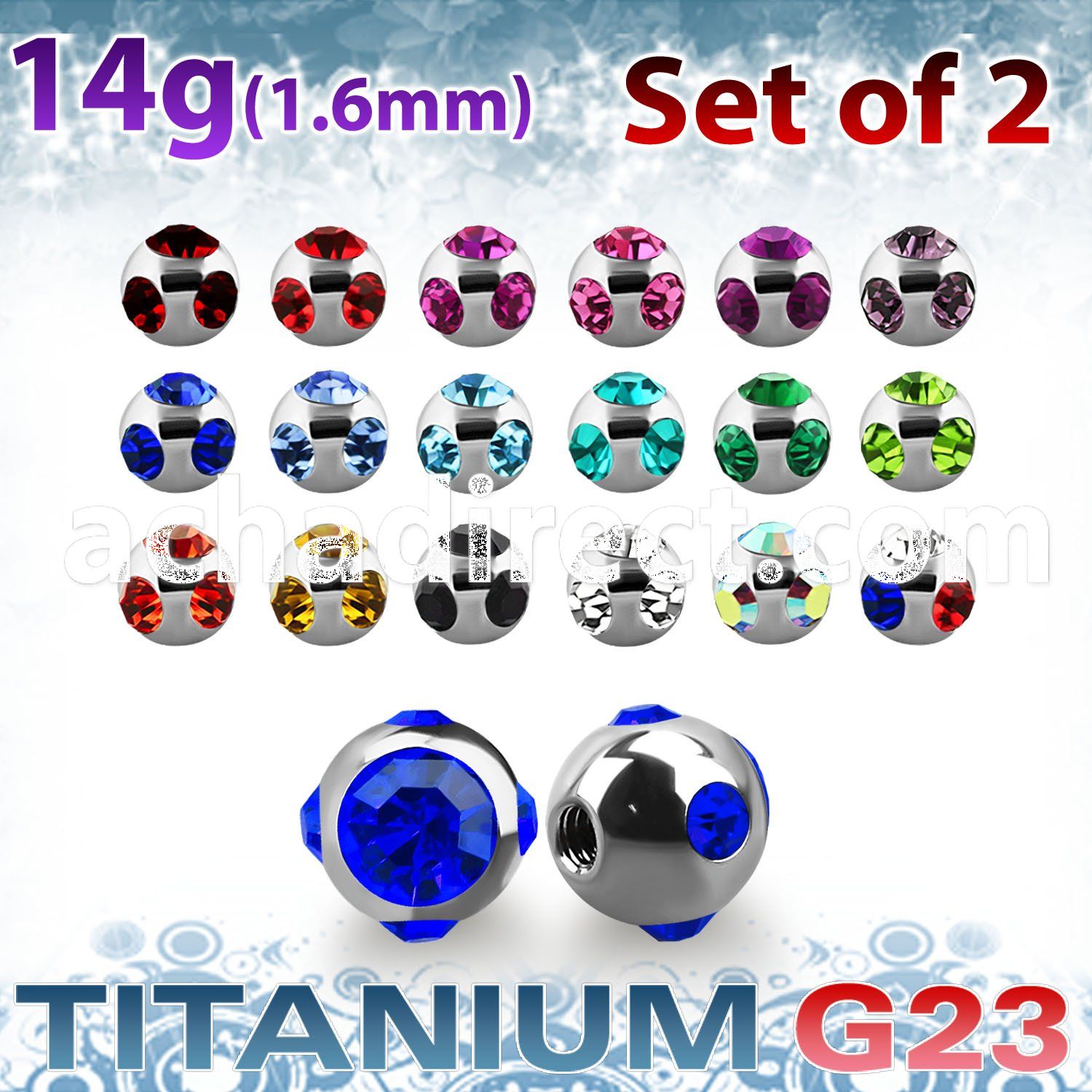 xumjb5 pack of 5mm high polished titanium g23 multi jewel balls