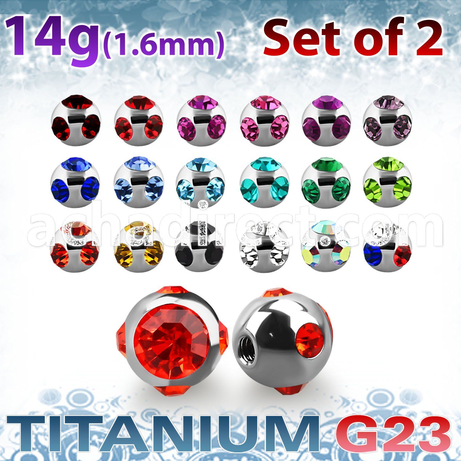 xumjb6 pack of 6mm high polished titanium g23 multi jewel balls