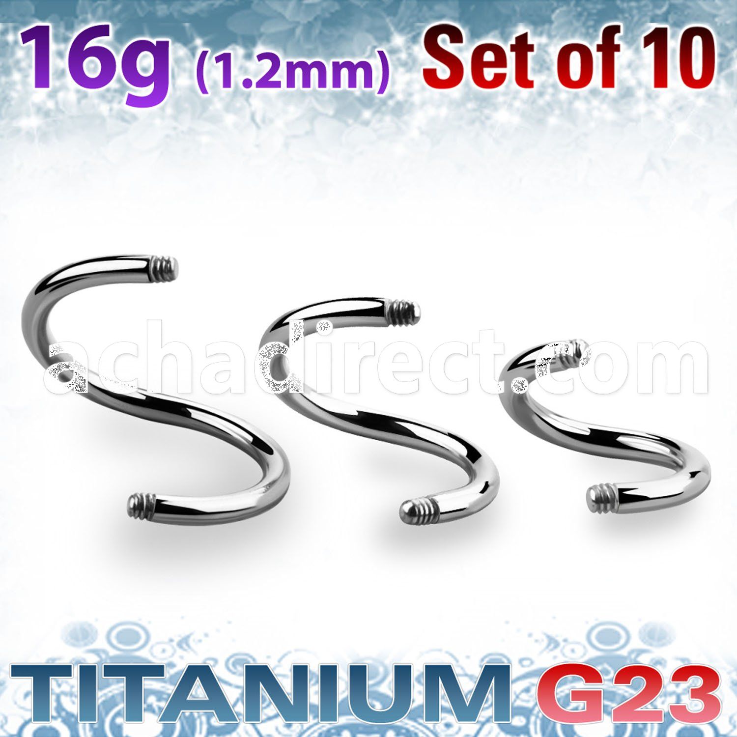 xusp16g pack of high polished titanium g23 spiral bars 1 2mm