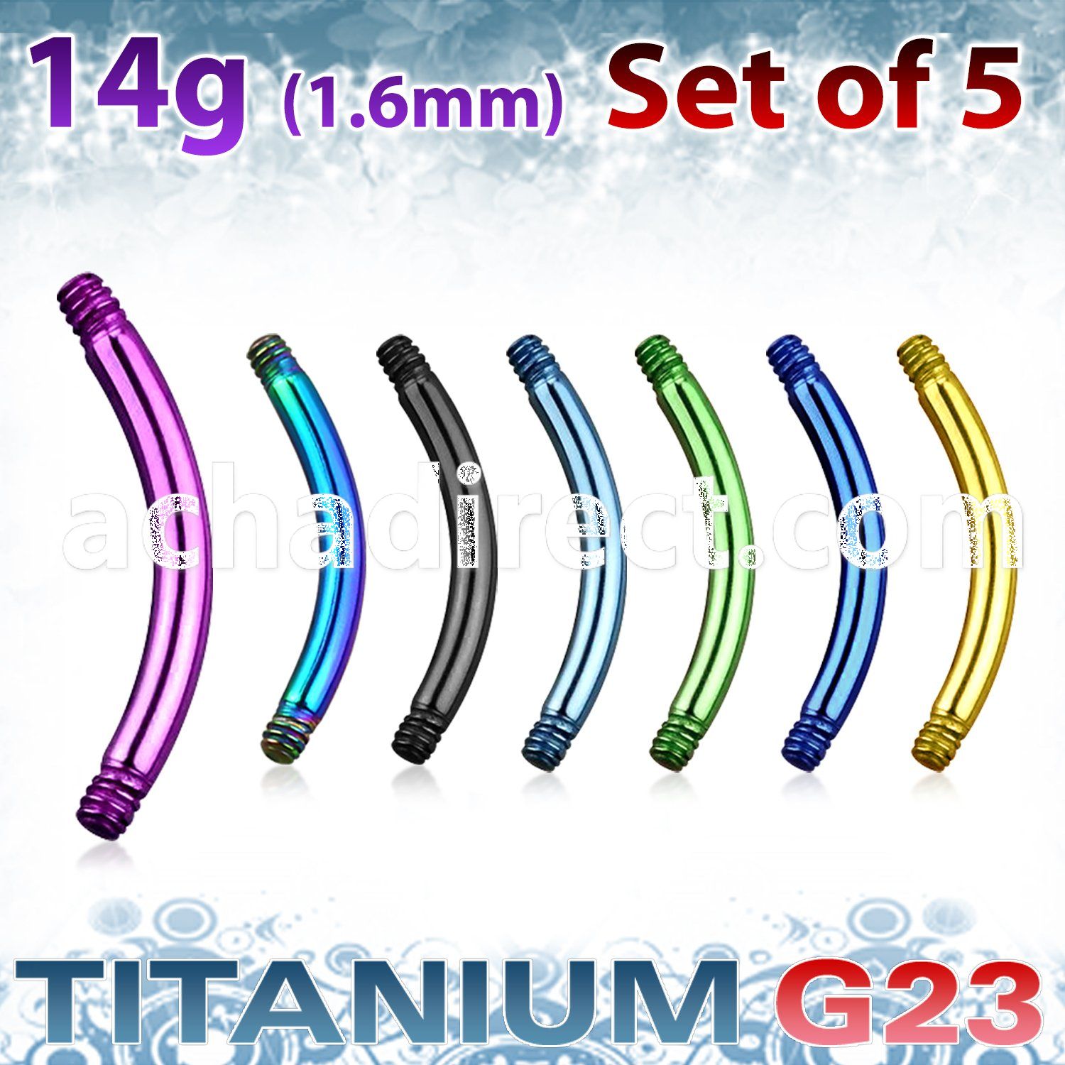 xutbn14 set of anodized titanium g23 belly banana post