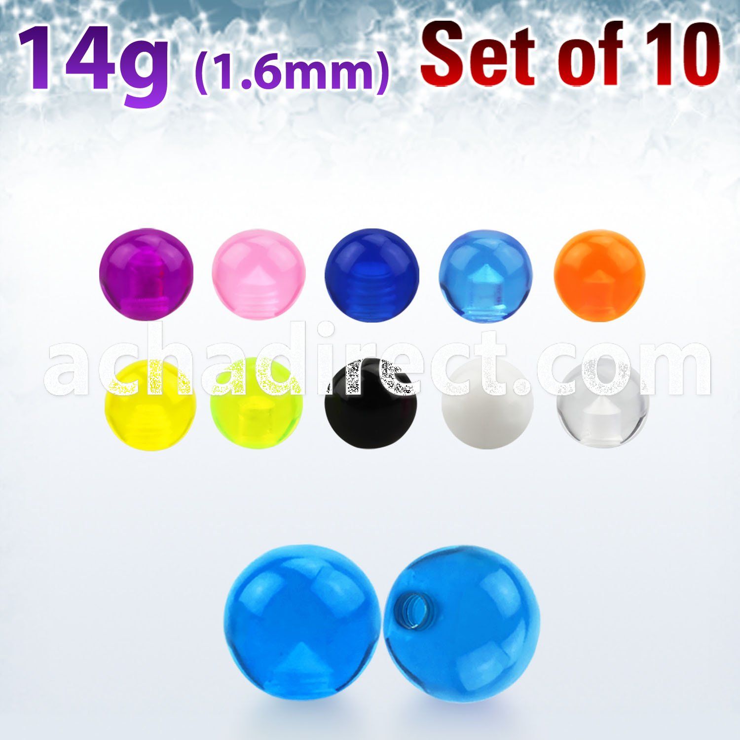 xuvb4 set of 4mm acrylic uv balls with 14g 1 6mm threading