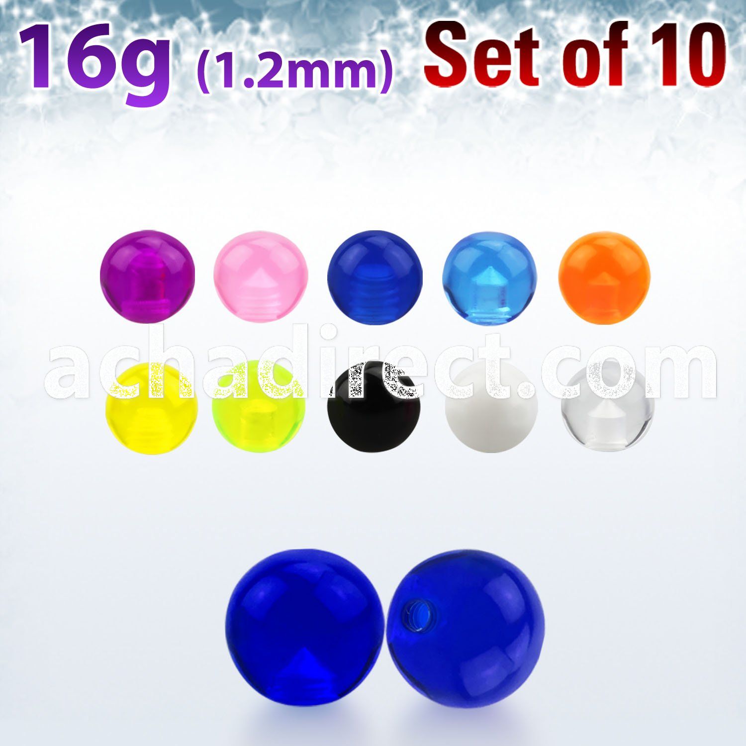 xuvb4s set of 4mm acrylic uv balls with 16g 1 2mm threading