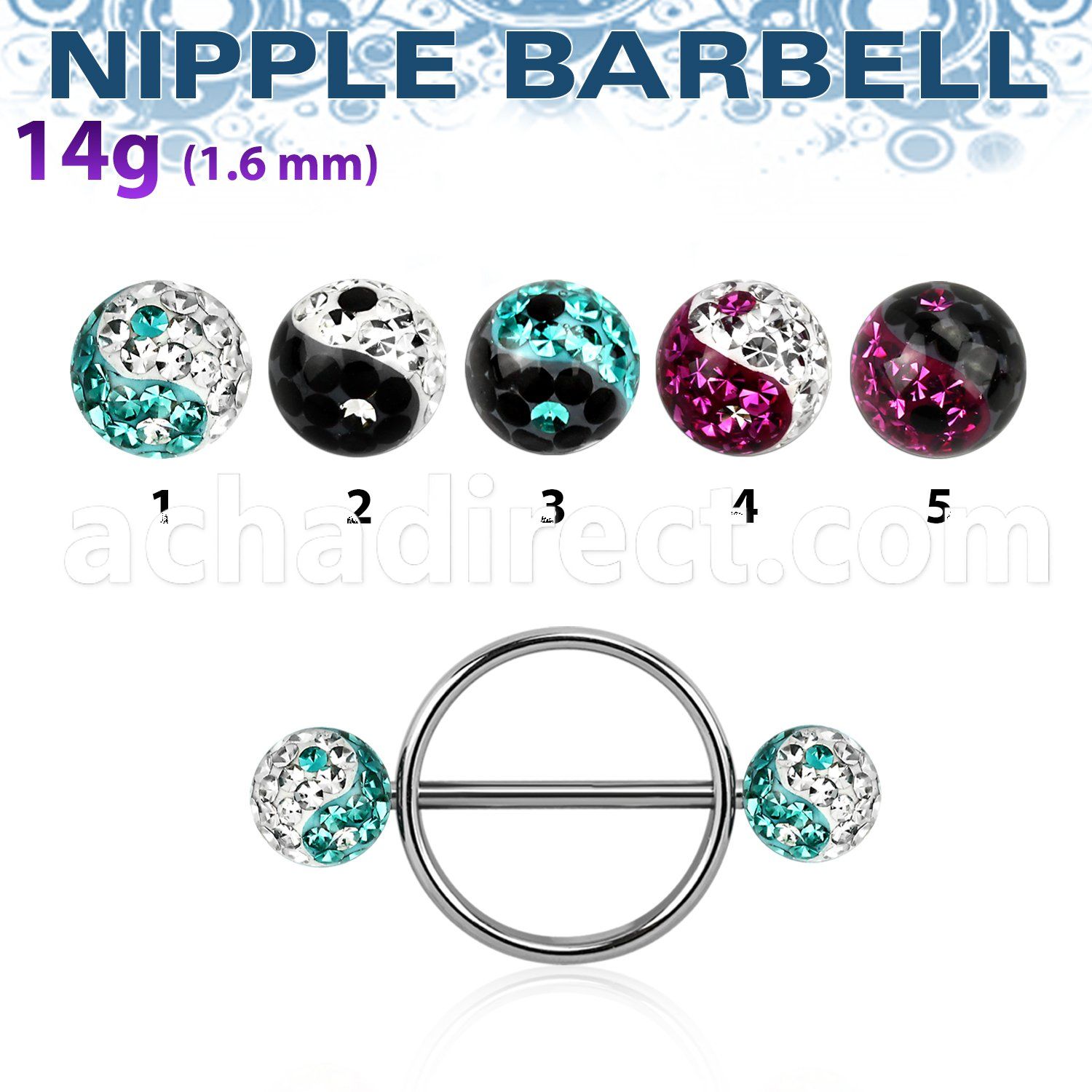 yfrnpe8 316l steel nipple shield w 2 8mm multi crystal balls