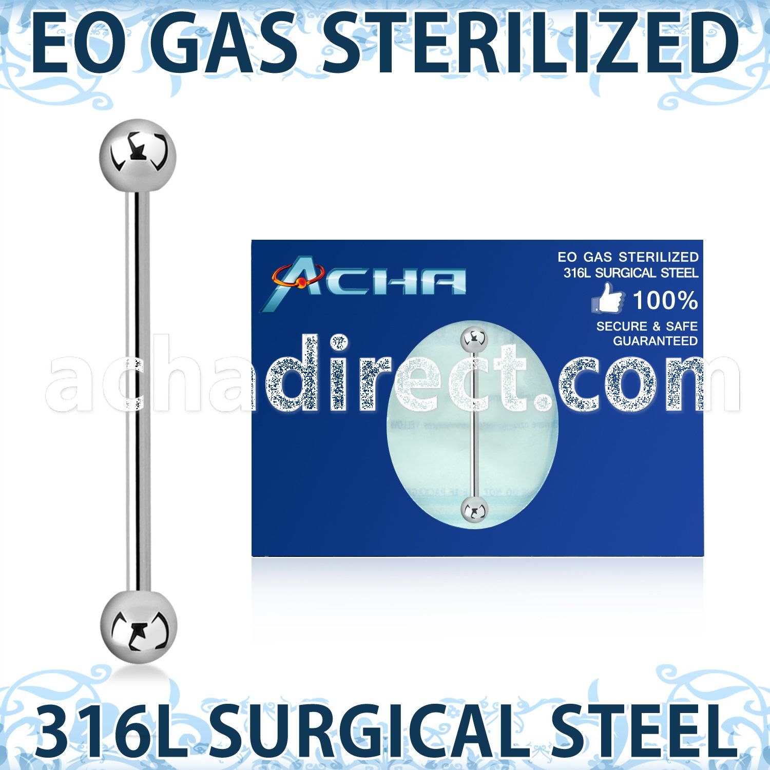 zbbind sterilized 316l steel industrial barbell