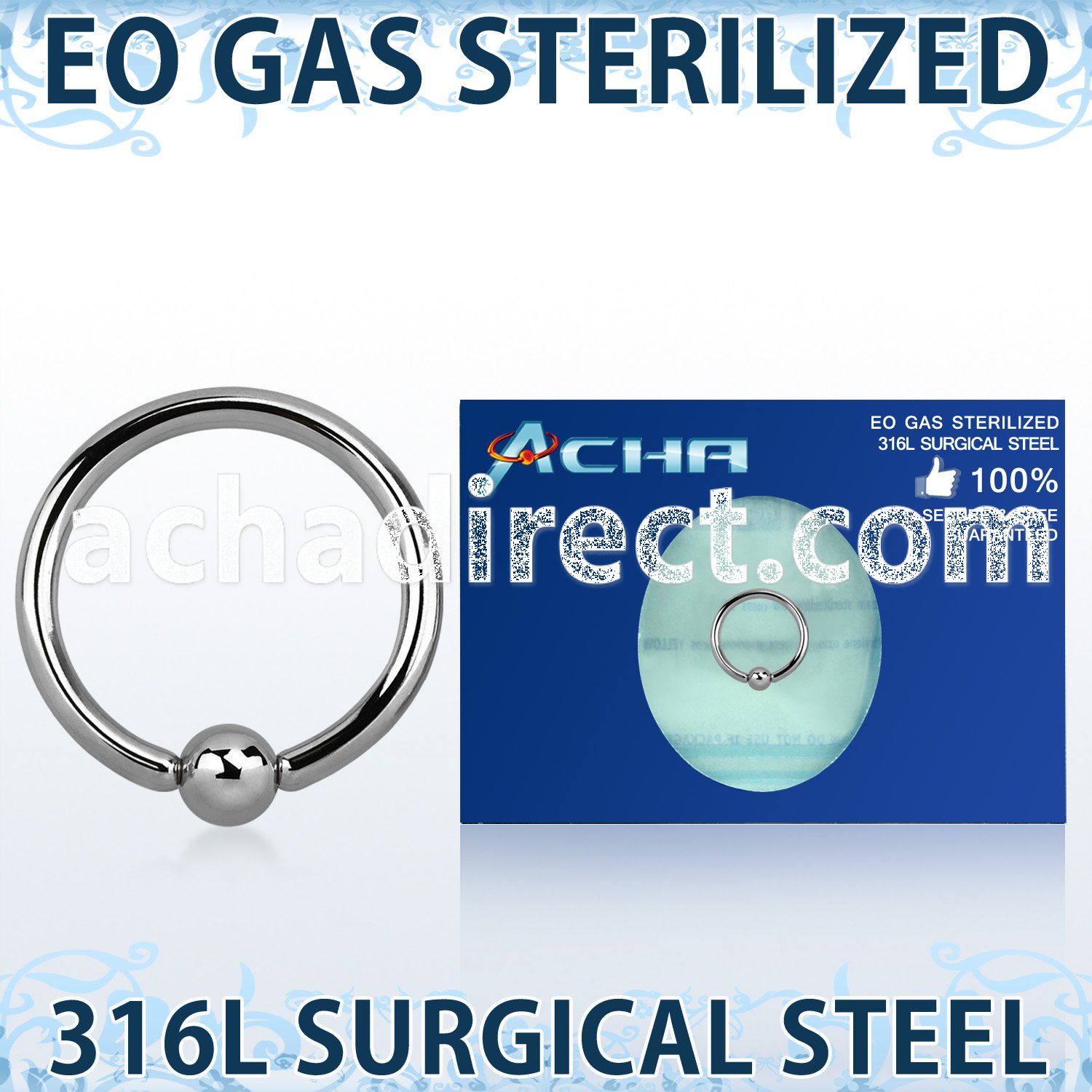 zbcr14 sterilized 316l steel ball closure ring with 4mm ball