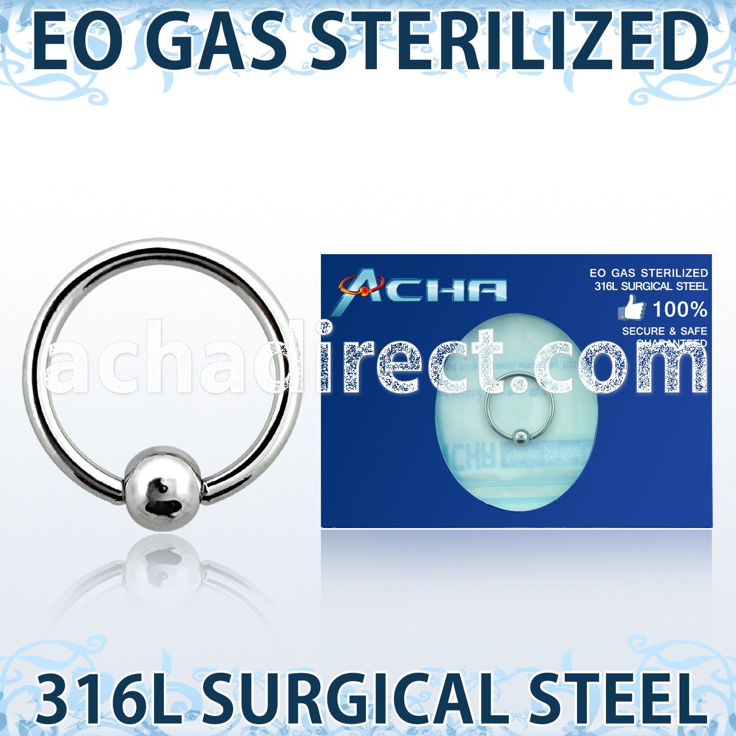 zbcr18 sterilized surgical steel ball closure ring with ball