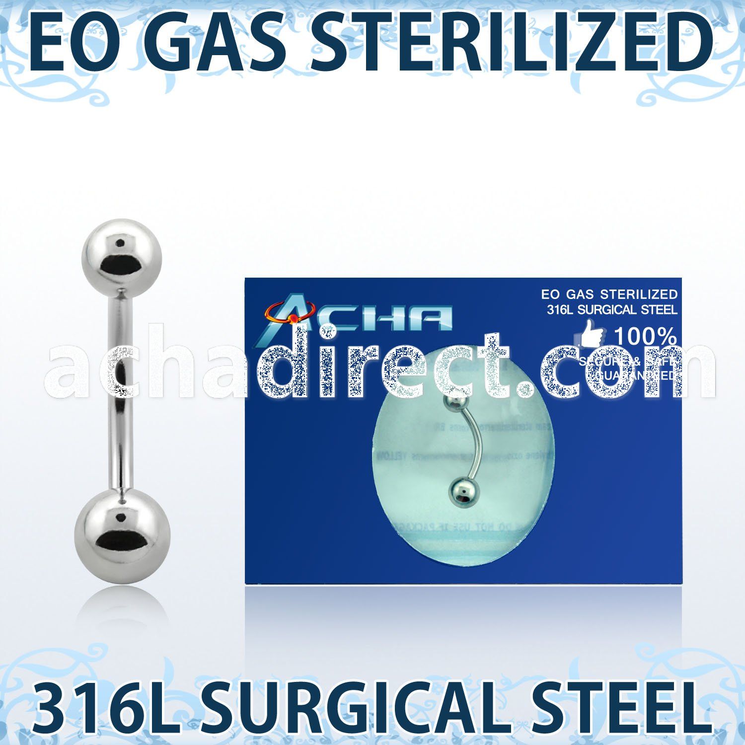 zbns sterilized 316l steel belly banana with 5 6mm steel ball