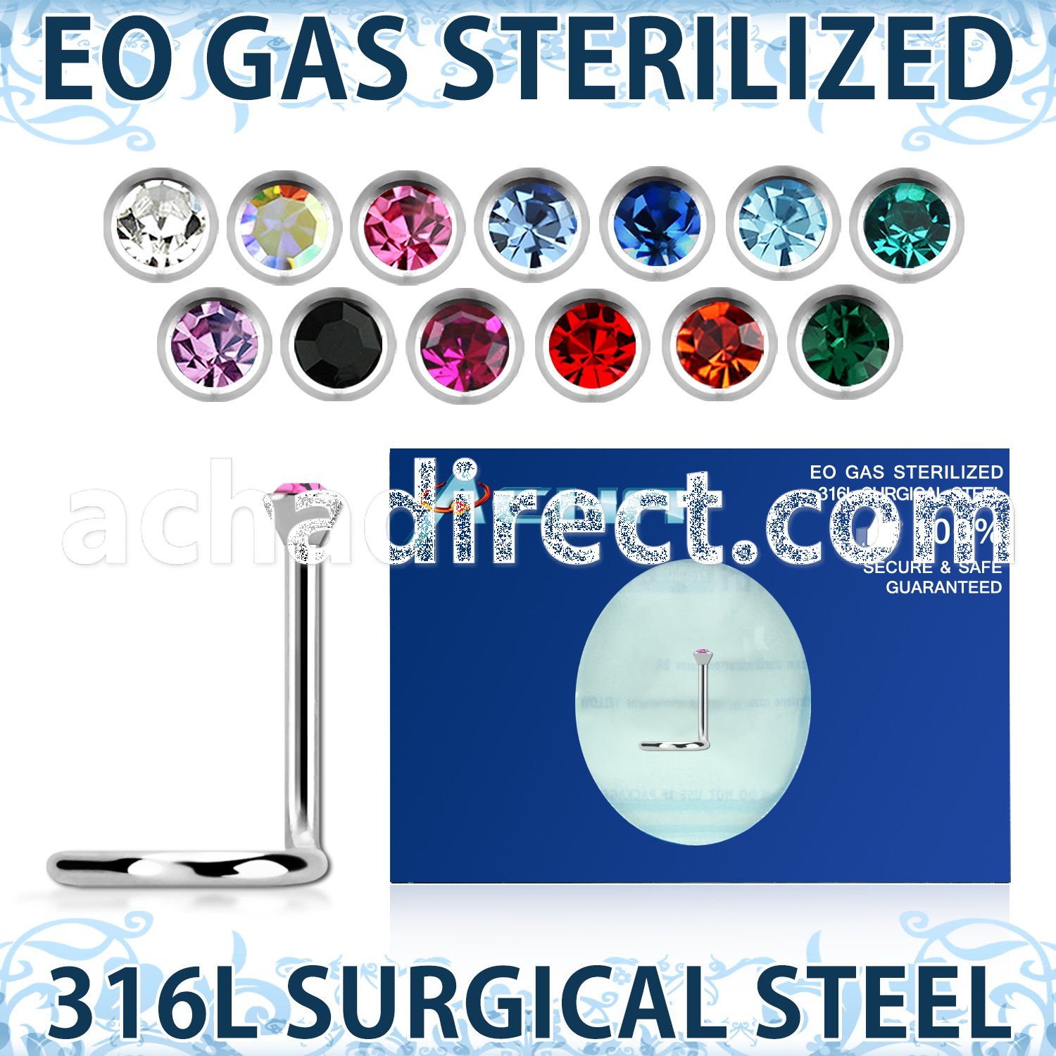 znscb2 sterilized 316l steel bezel set nose screw 2mm color