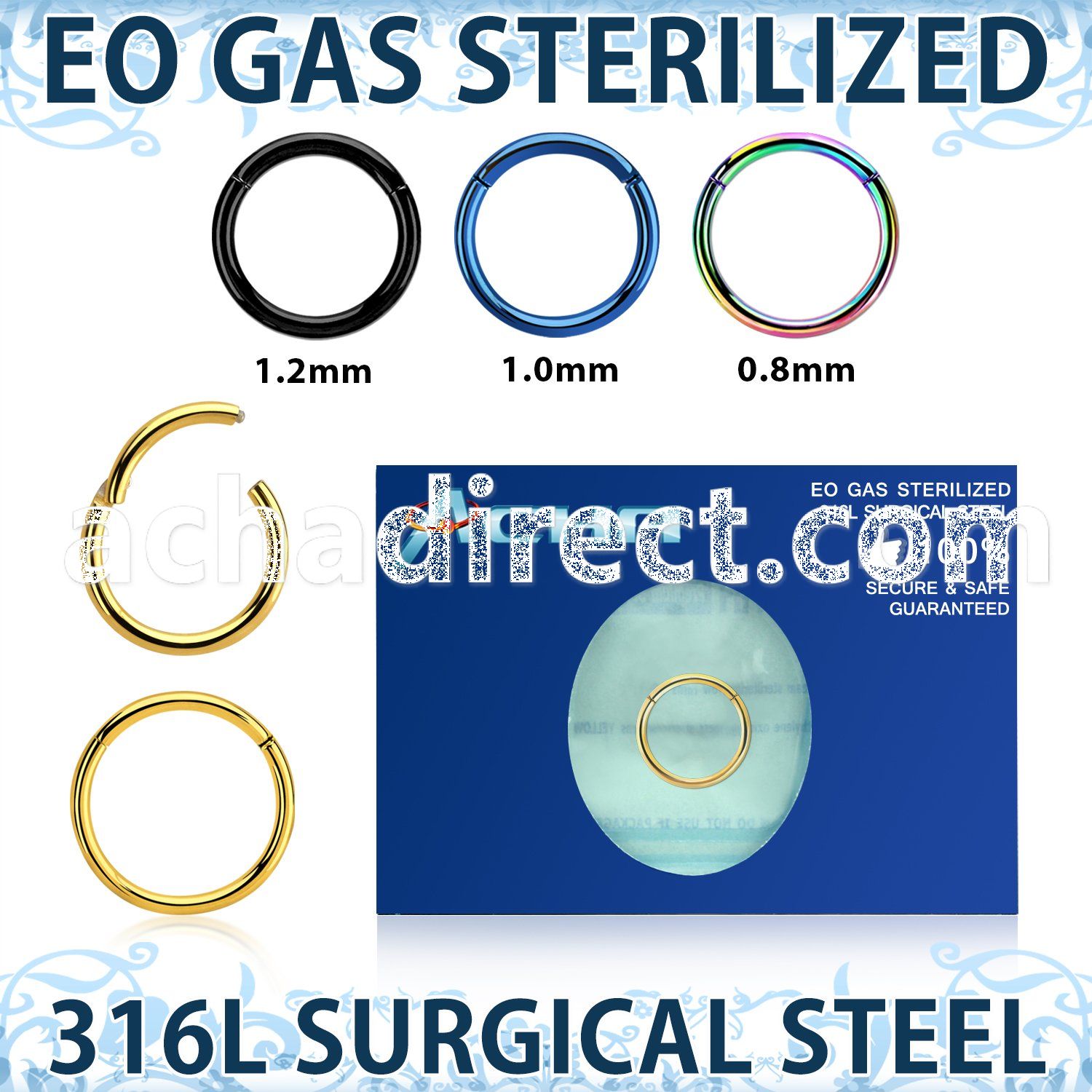 zseght sterilized pvd plated steel hinged segment ring