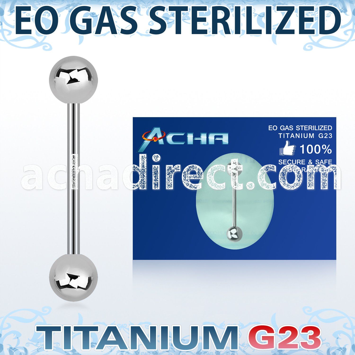 zubbbg sterilized titanium g23 tongue barbell with 6mm balls